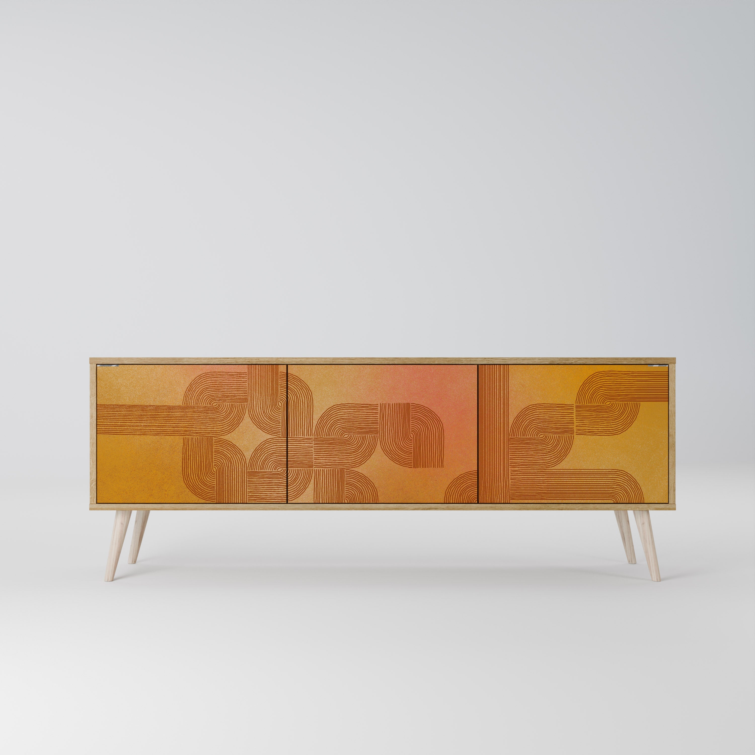 Meuble TV 3 portes effet chêne STRENGTHENING RELATION