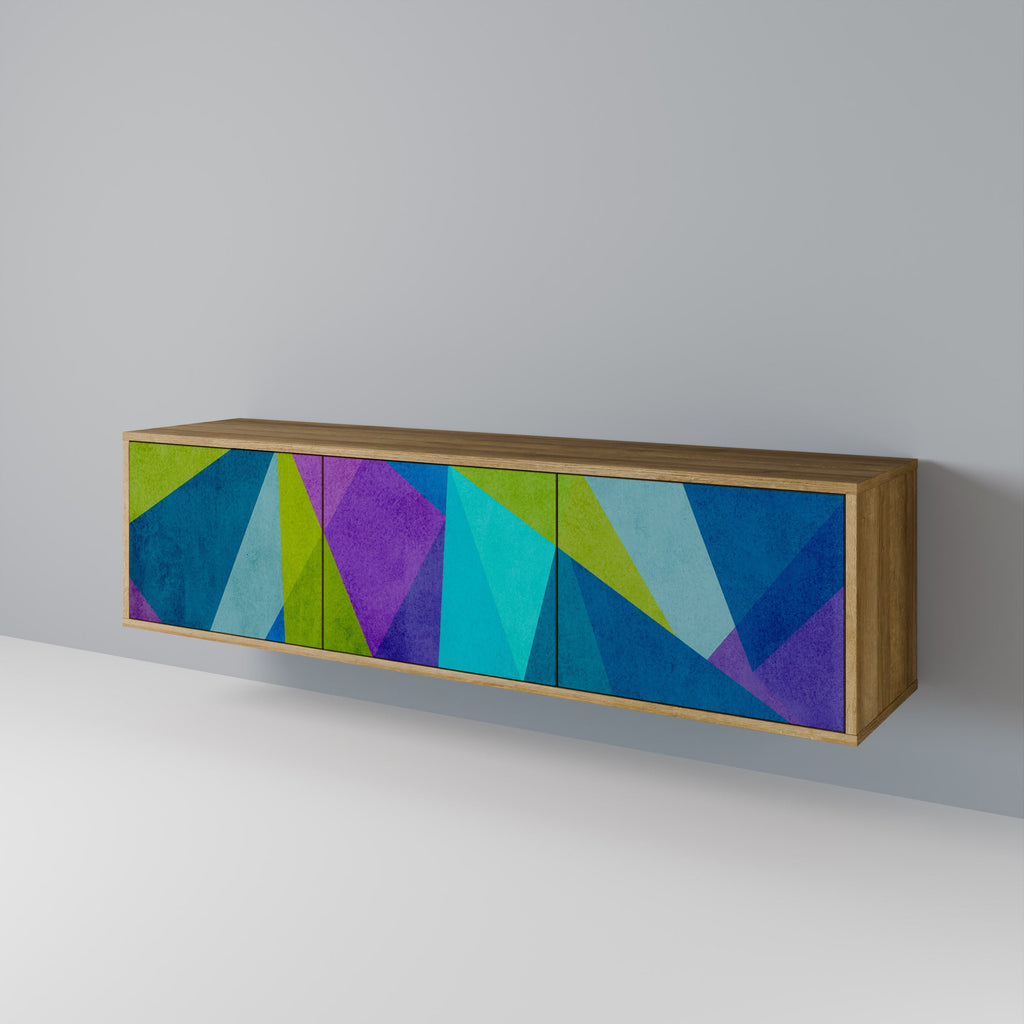 Meuble TV 3 portes COLD SHOWCASE effet chêne