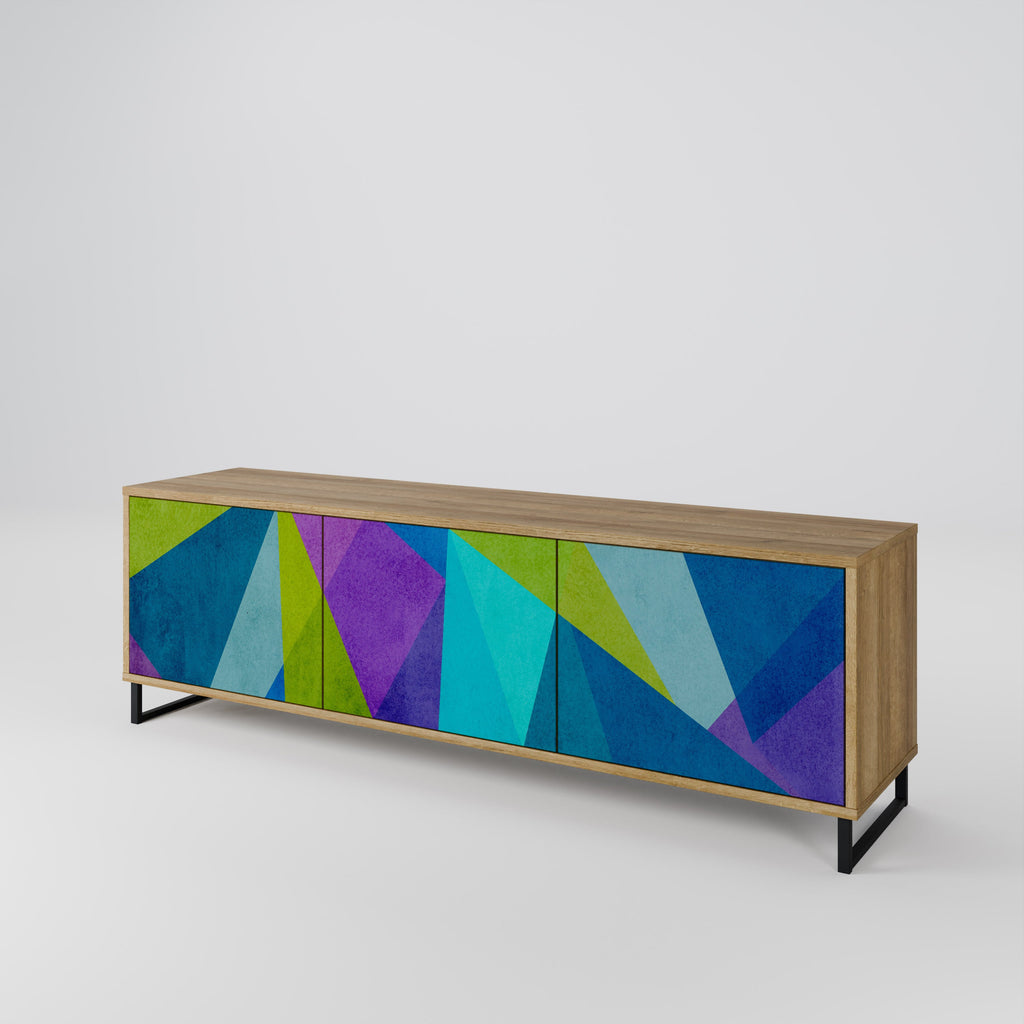 Meuble TV 3 portes COLD SHOWCASE effet chêne