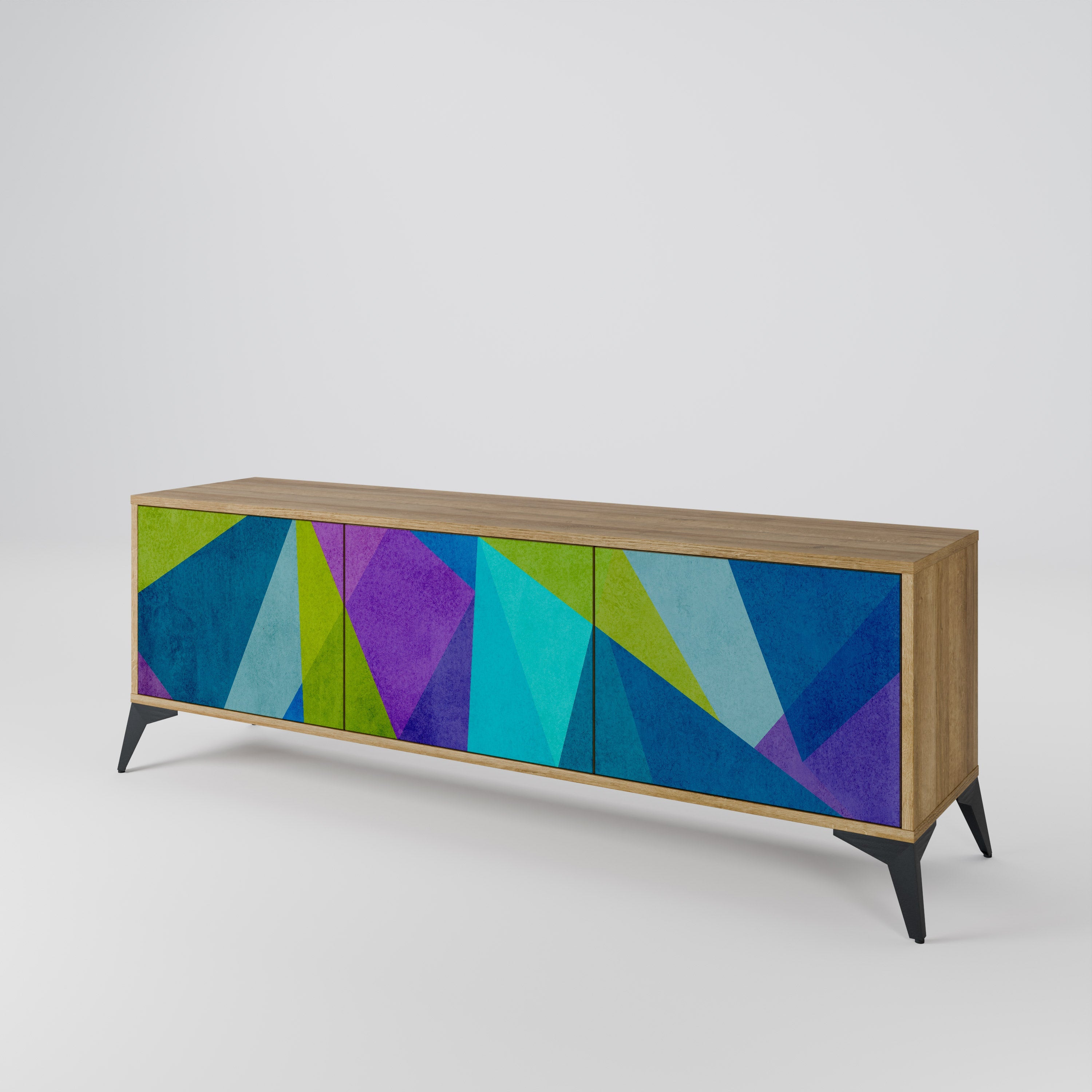 Meuble TV 3 portes COLD SHOWCASE effet chêne