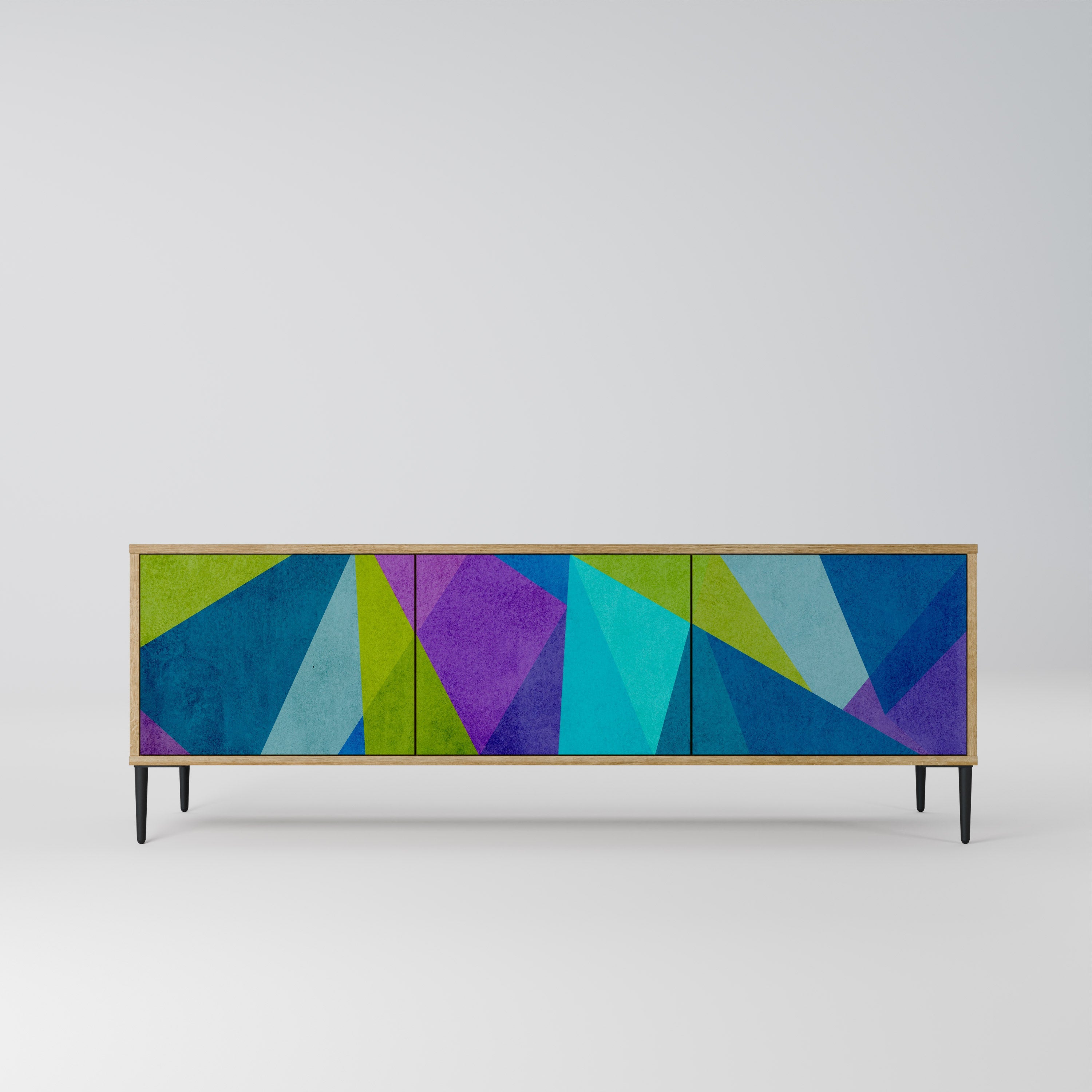 Meuble TV 3 portes COLD SHOWCASE effet chêne