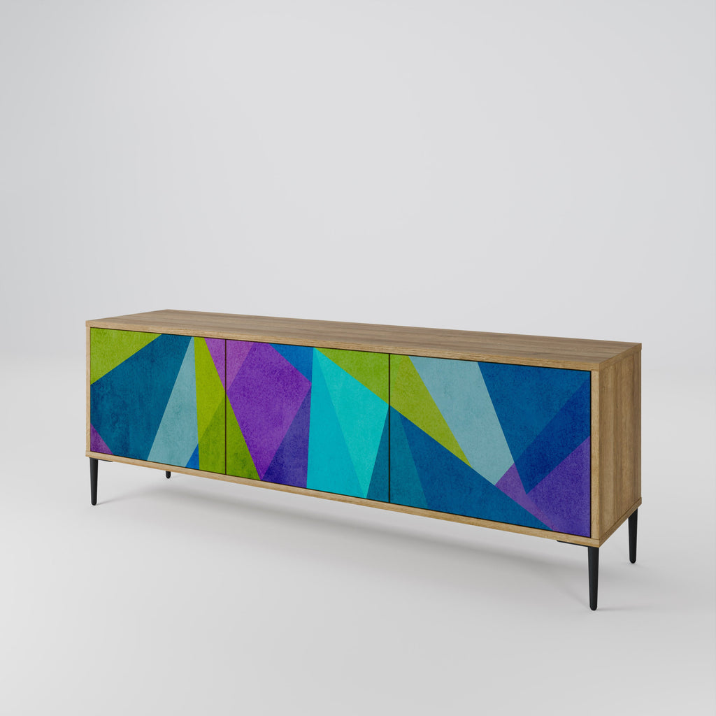 Meuble TV 3 portes COLD SHOWCASE effet chêne