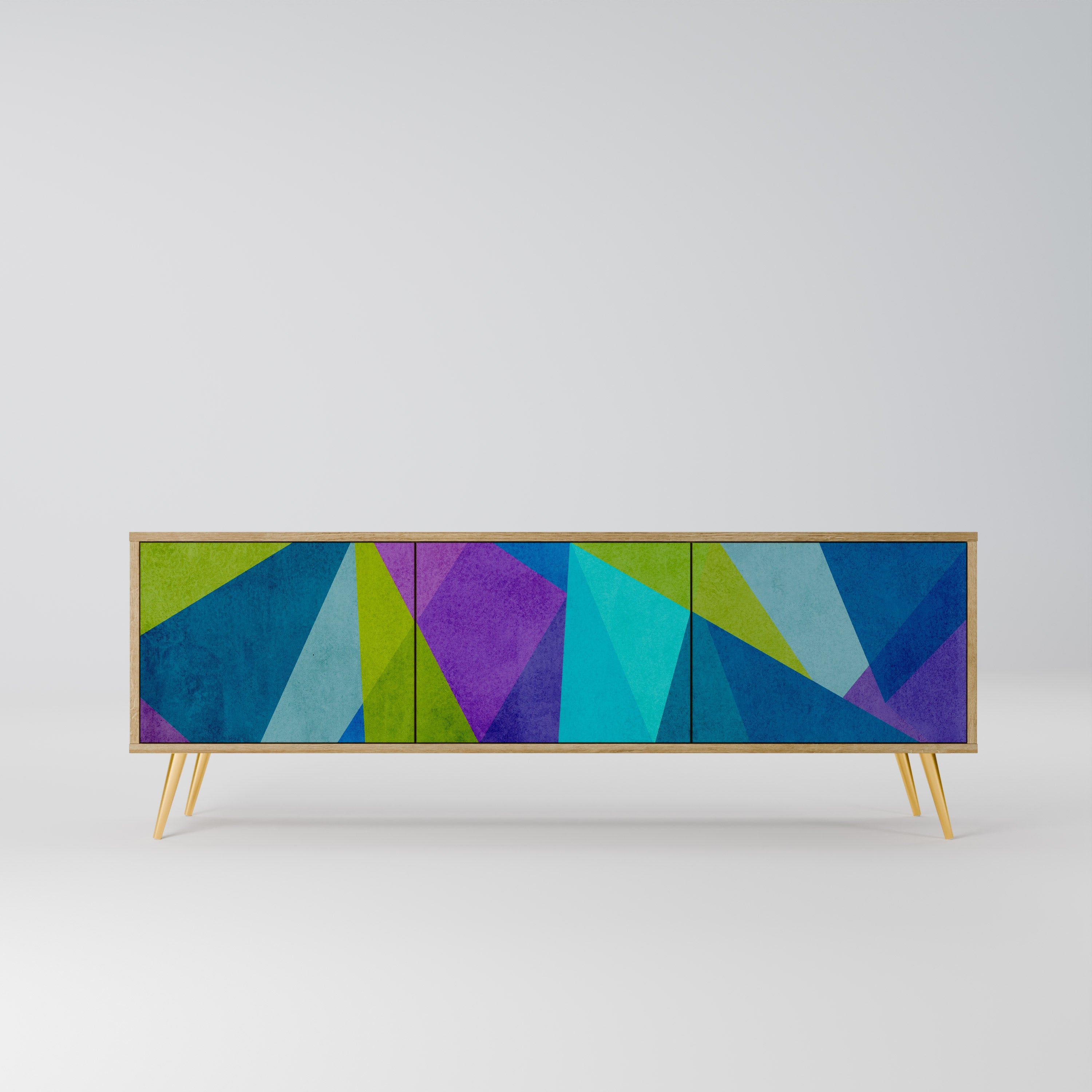 Meuble TV 3 portes COLD SHOWCASE effet chêne