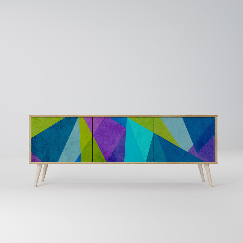 Meuble TV 3 portes COLD SHOWCASE effet chêne