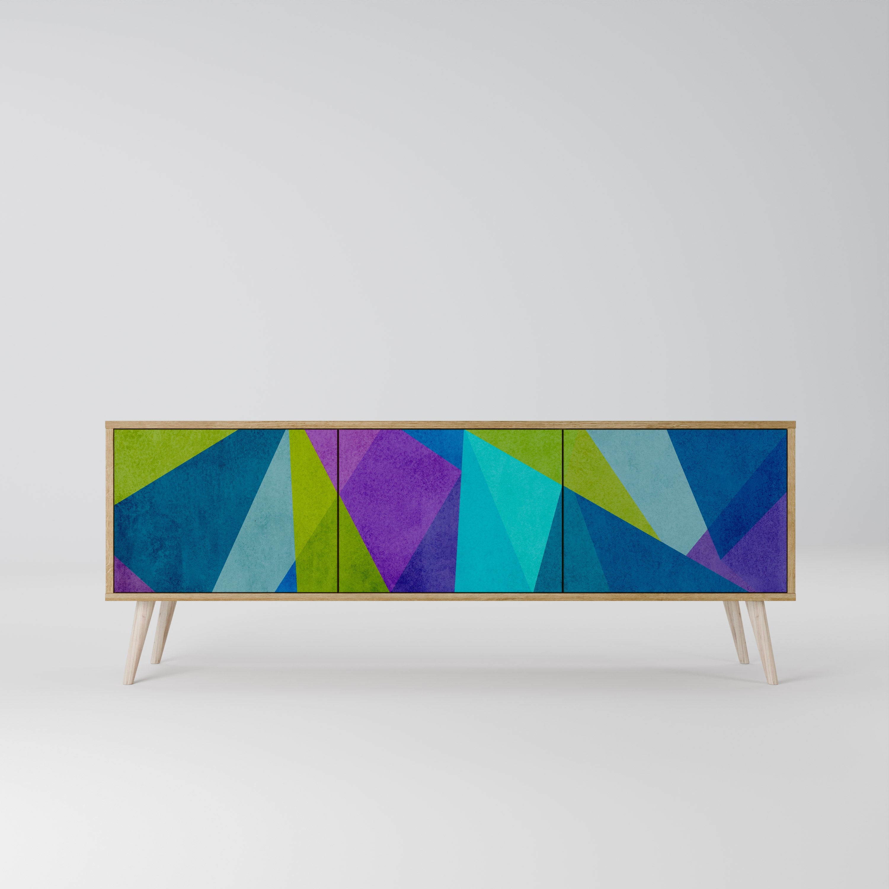 Meuble TV 3 portes COLD SHOWCASE effet chêne