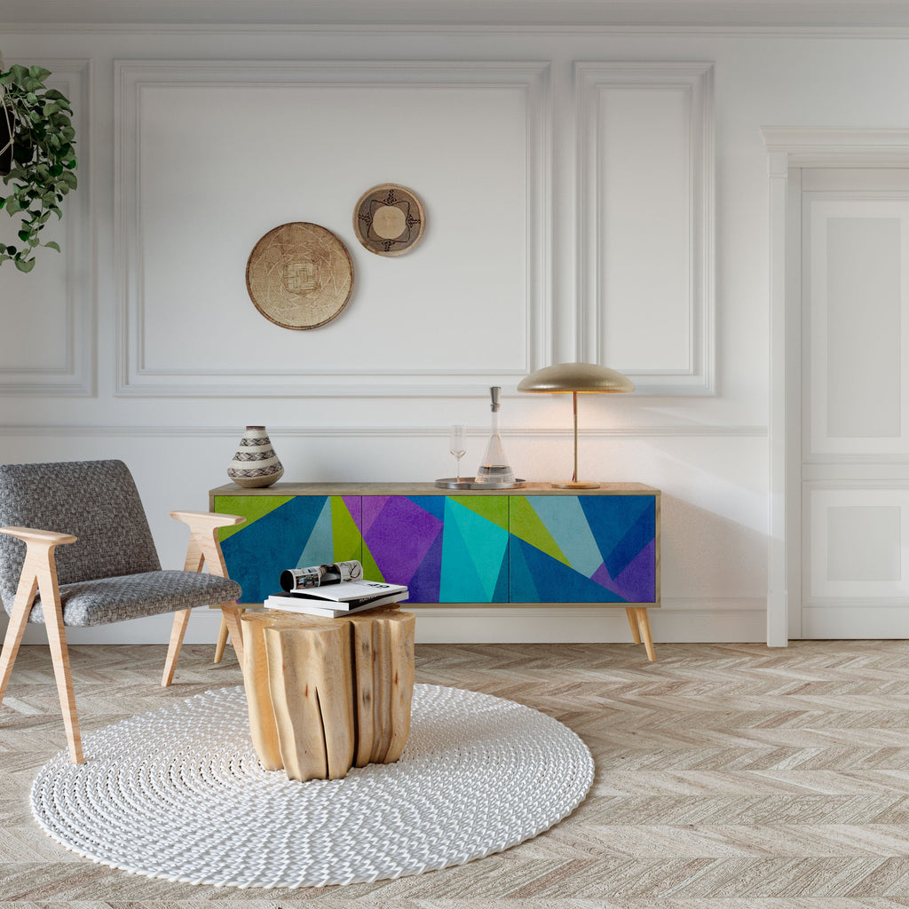 Meuble TV 3 portes COLD SHOWCASE effet chêne