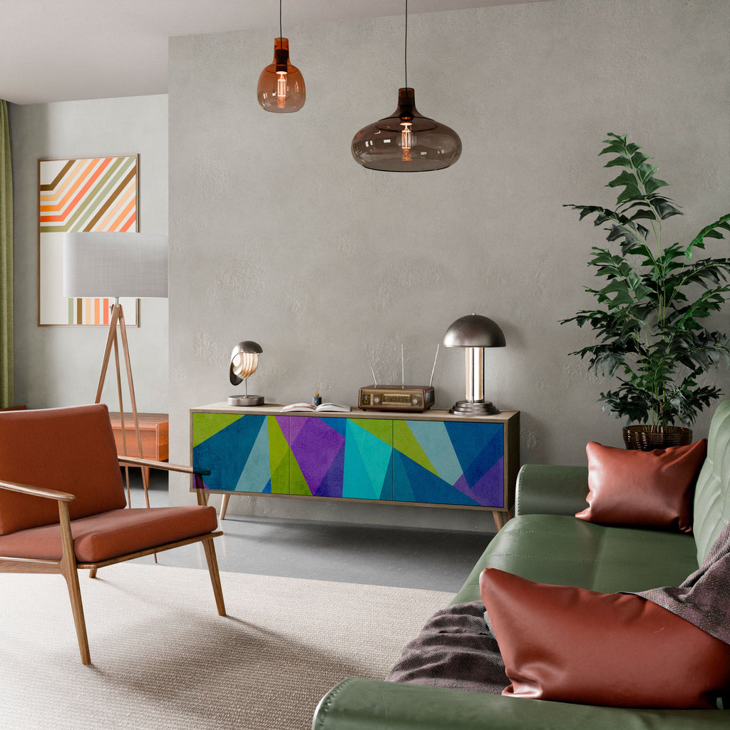 Meuble TV 3 portes COLD SHOWCASE effet chêne