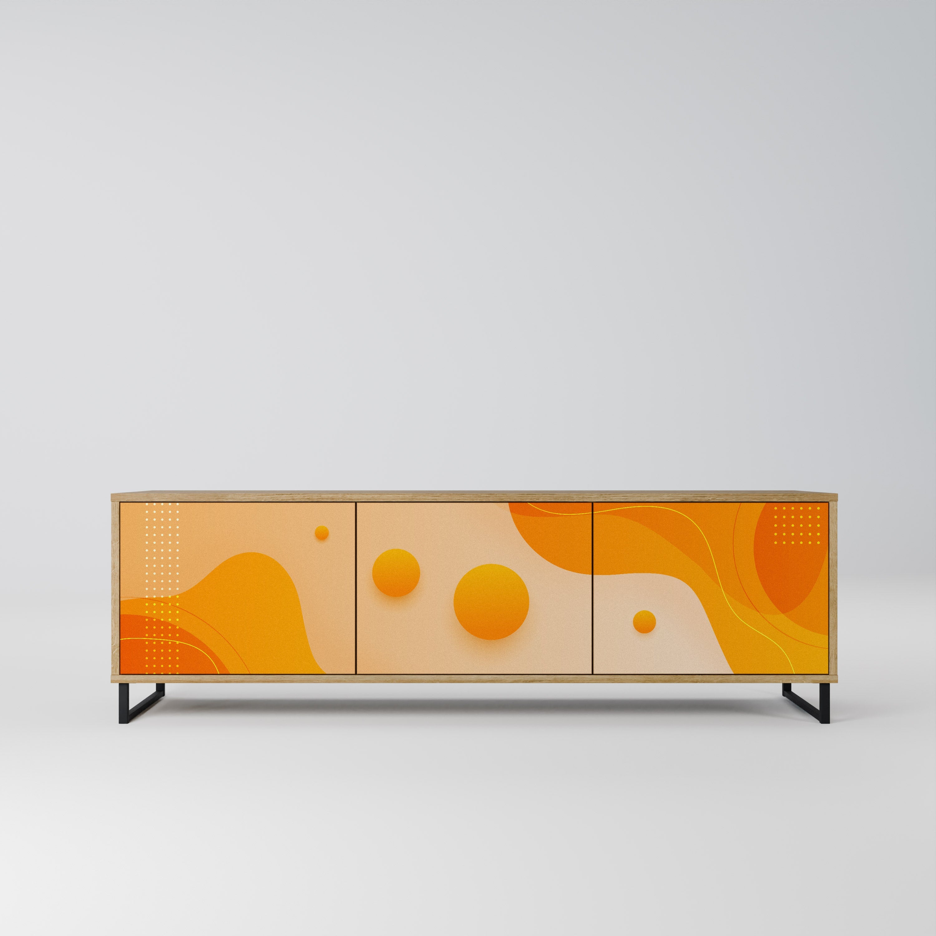 Meuble TV 3 portes ORANGE ARRANGEMENT effet chêne