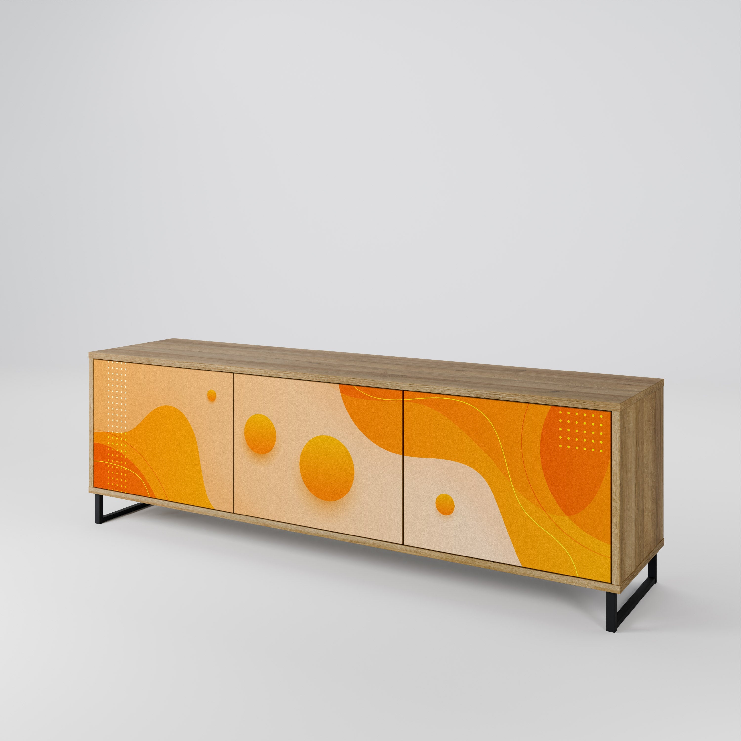 Meuble TV 3 portes ORANGE ARRANGEMENT effet chêne