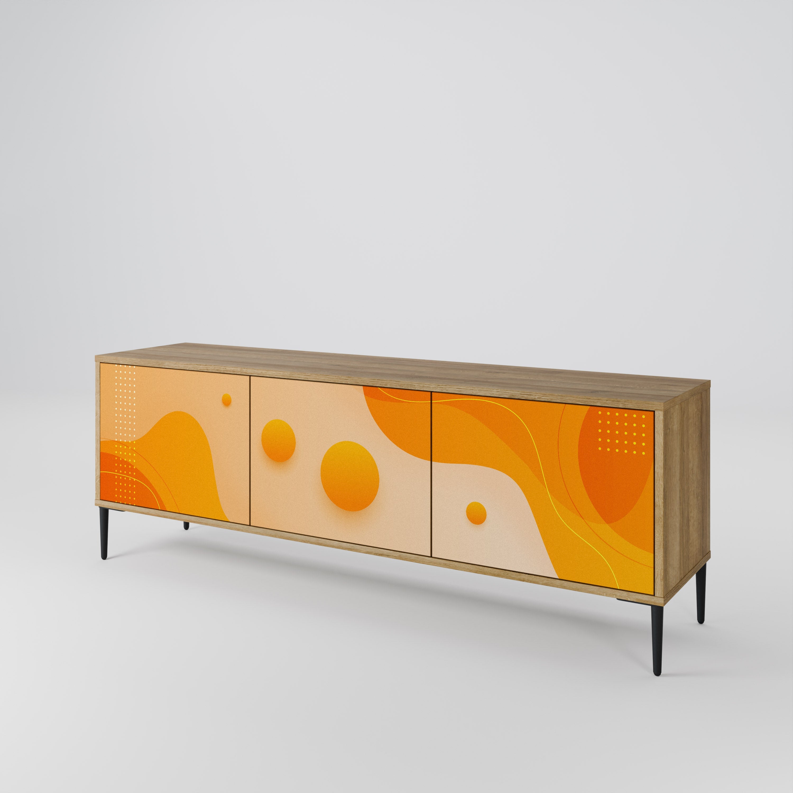 Meuble TV 3 portes ORANGE ARRANGEMENT effet chêne