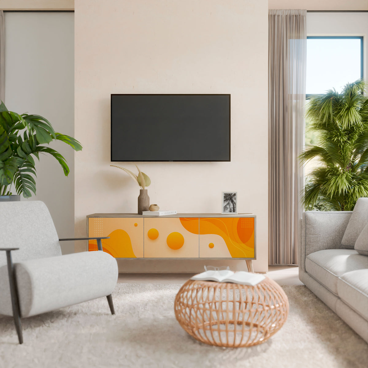ORANGE ARRANGEMENT 3-Door TV Cabinet