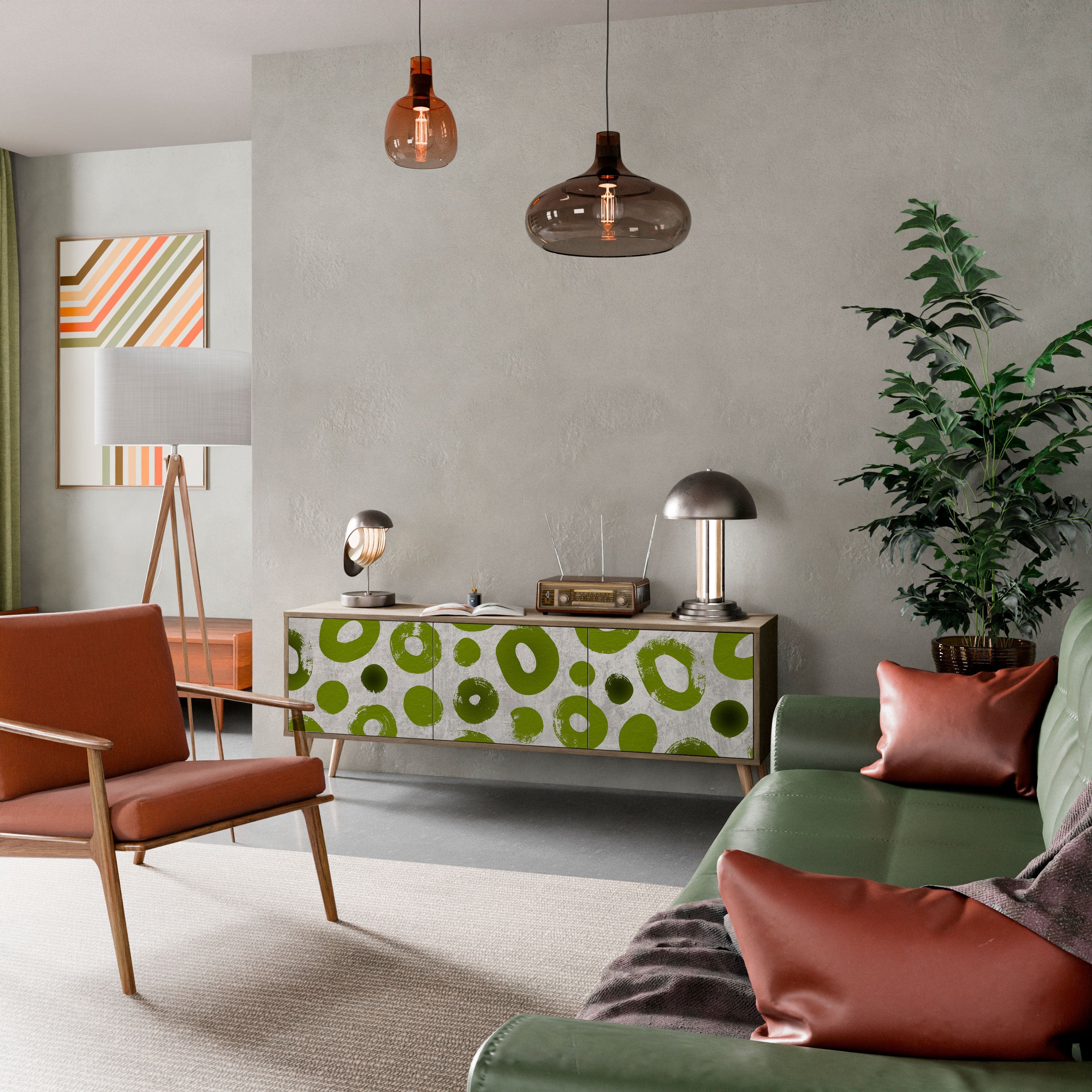 Meuble TV 3 portes GREEN RHAPSODY effet chêne