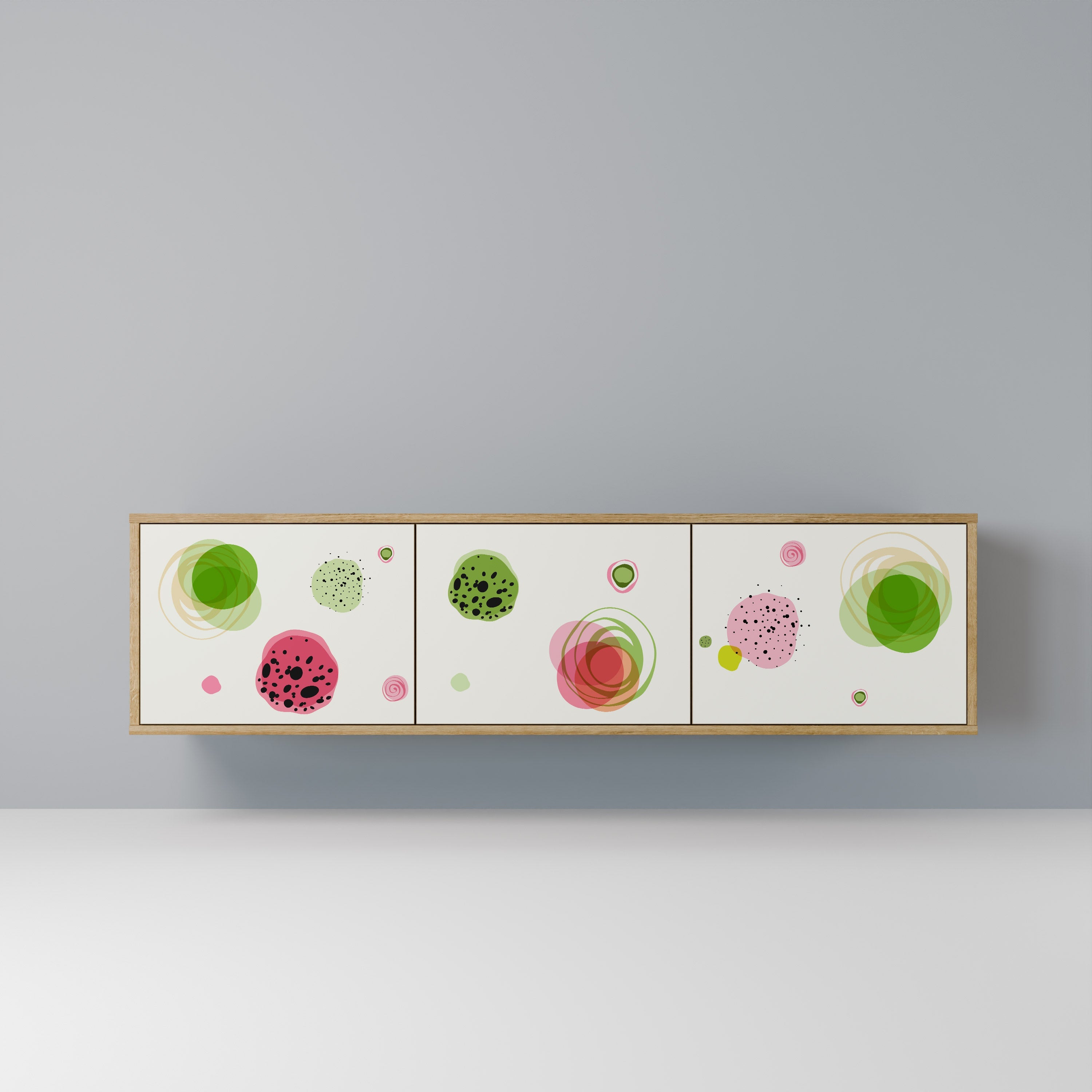 Meuble TV 3 portes COLORFUL COSMOS effet chêne