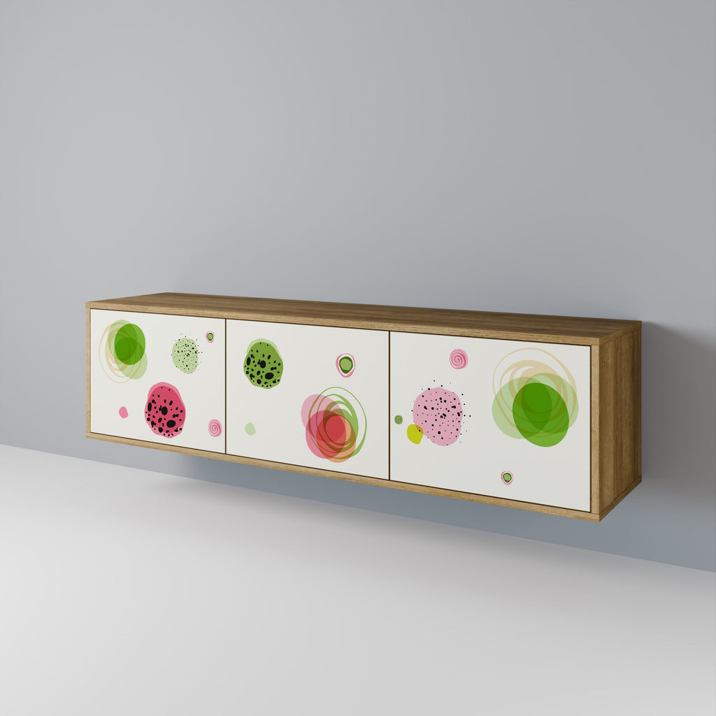 Meuble TV 3 portes COLORFUL COSMOS effet chêne