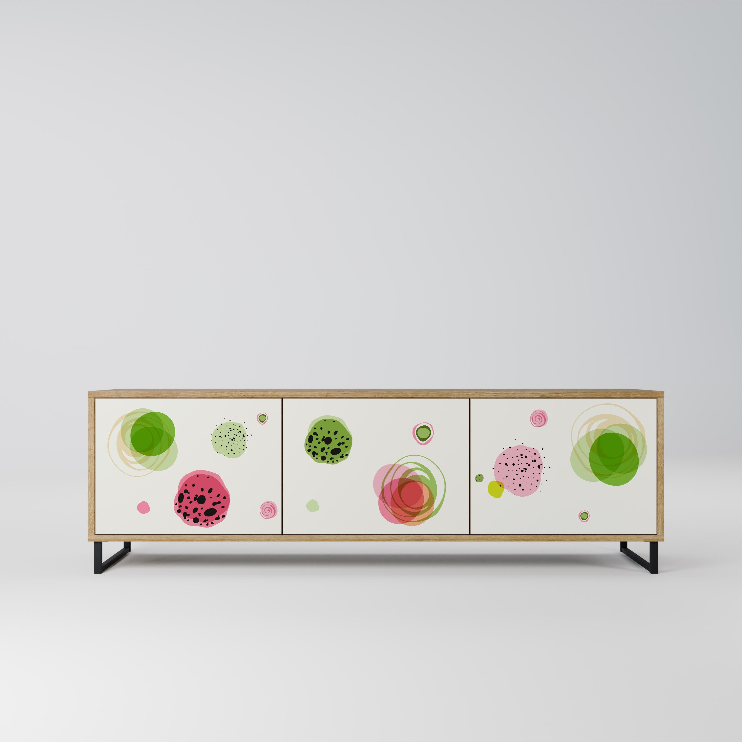 Meuble TV 3 portes COLORFUL COSMOS effet chêne