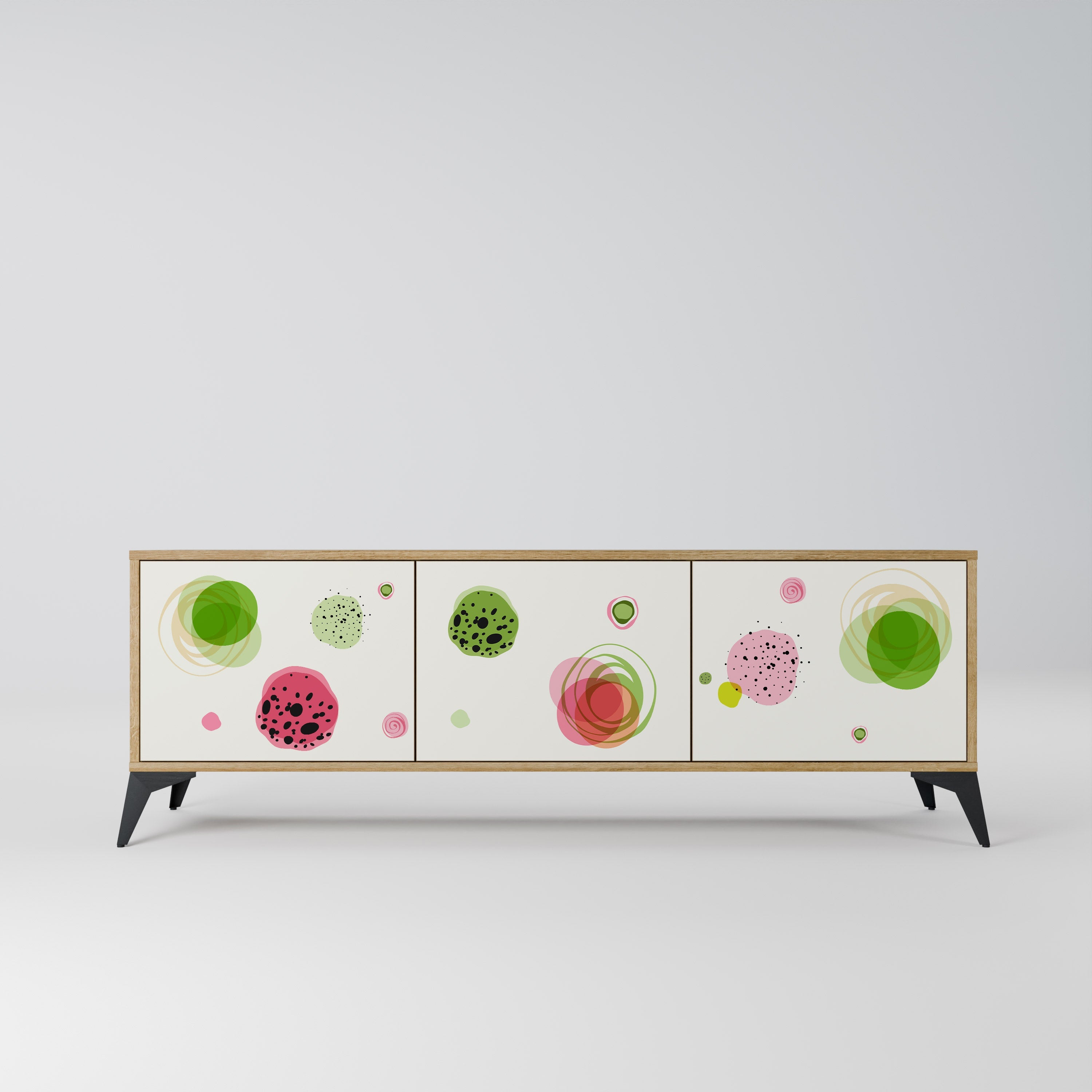 Meuble TV 3 portes COLORFUL COSMOS effet chêne