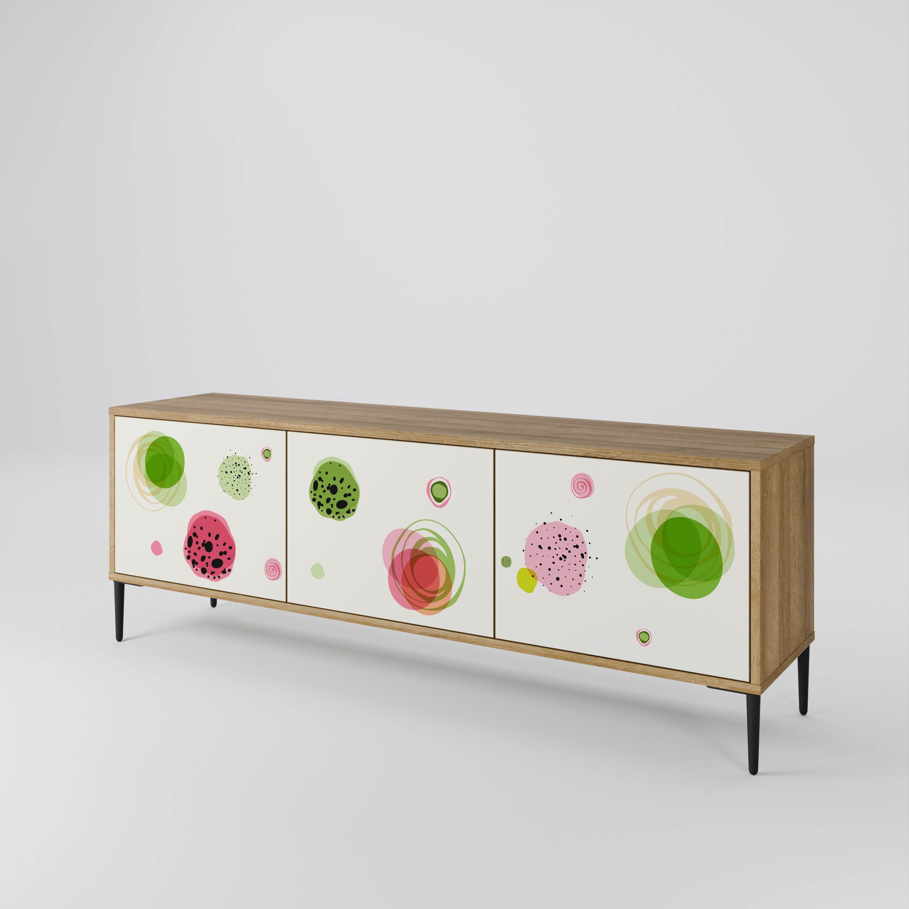 Meuble TV 3 portes COLORFUL COSMOS effet chêne