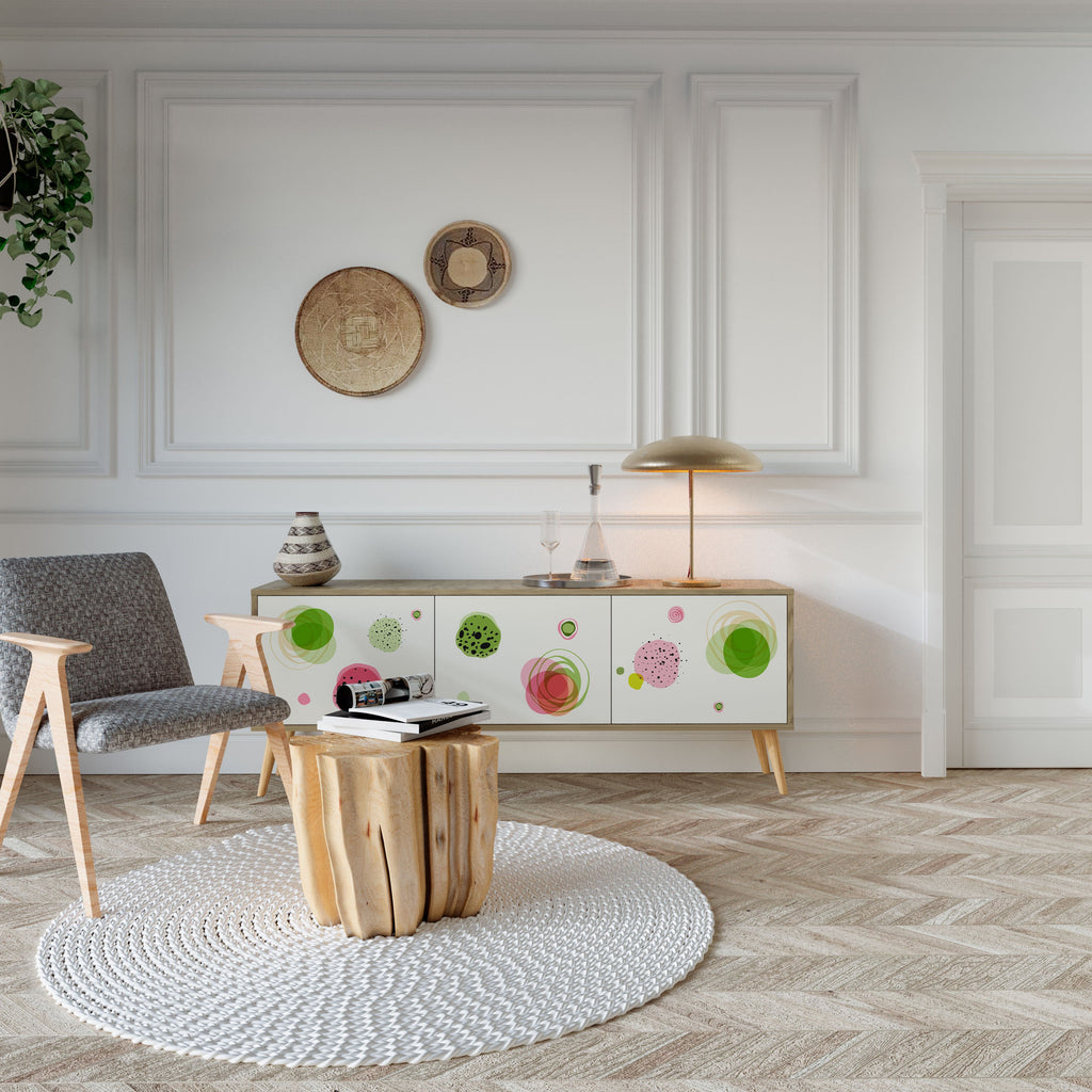 Meuble TV 3 portes COLORFUL COSMOS effet chêne