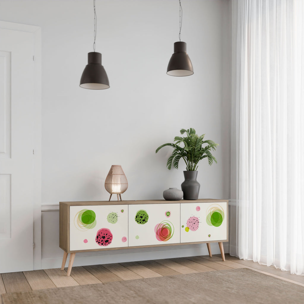 Meuble TV 3 portes COLORFUL COSMOS effet chêne