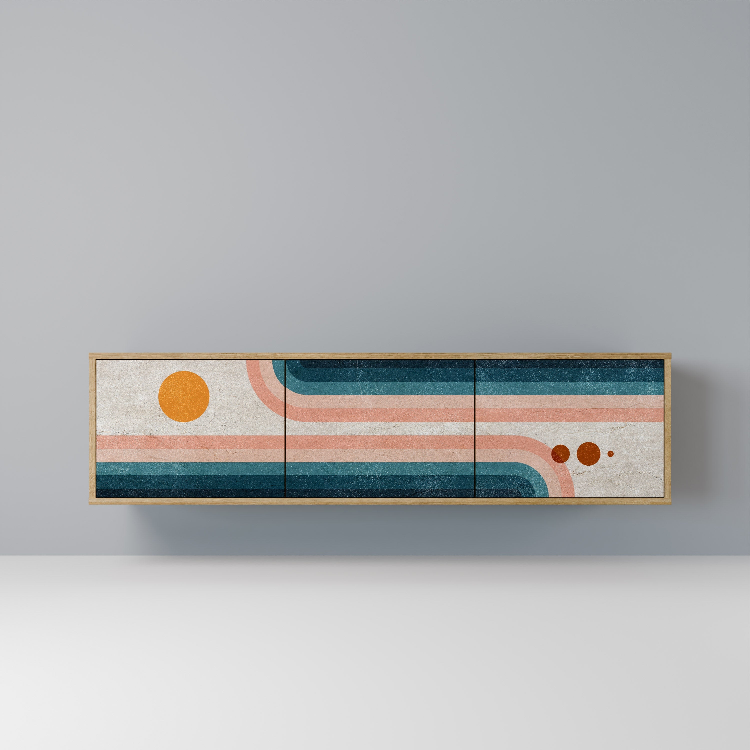 Meuble TV 3 portes TWO HALVES effet chêne