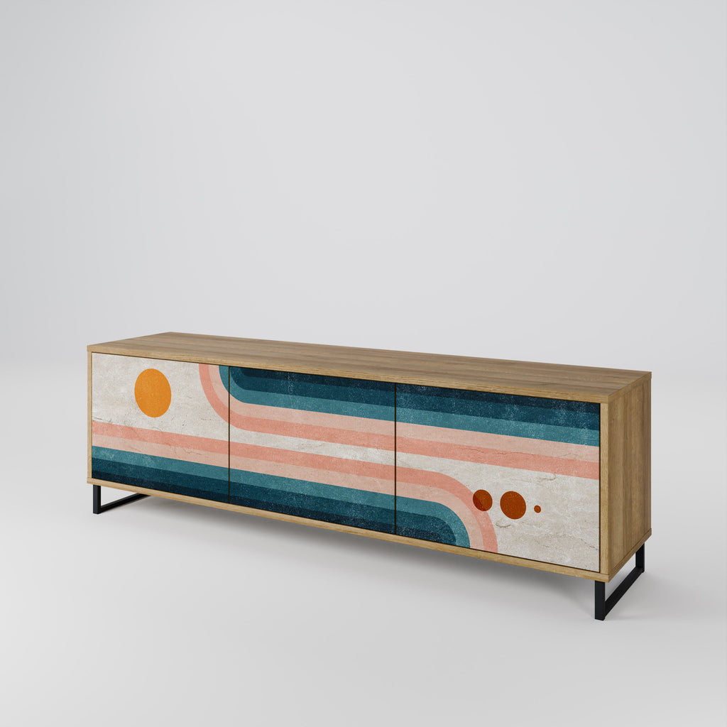 Meuble TV 3 portes TWO HALVES effet chêne