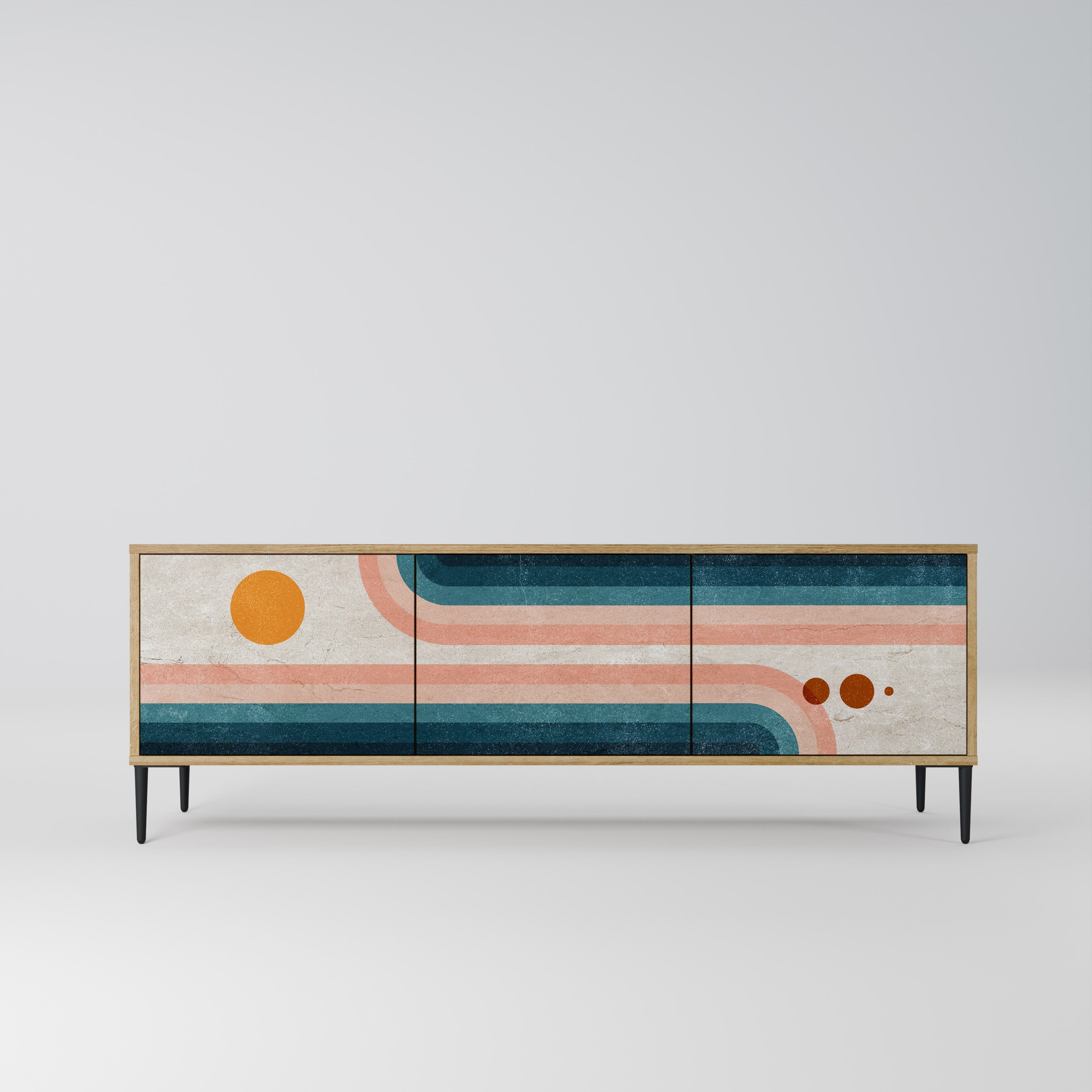 Meuble TV 3 portes TWO HALVES effet chêne