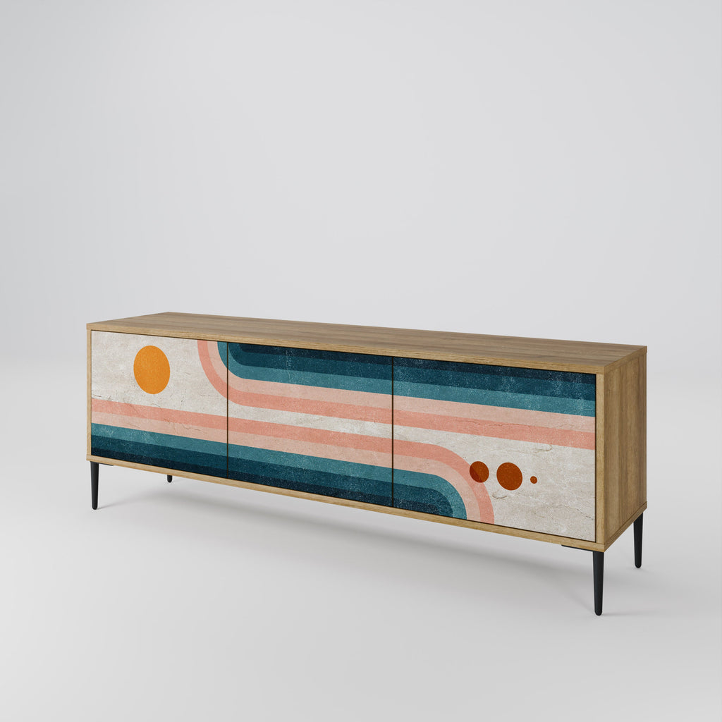 Meuble TV 3 portes TWO HALVES effet chêne