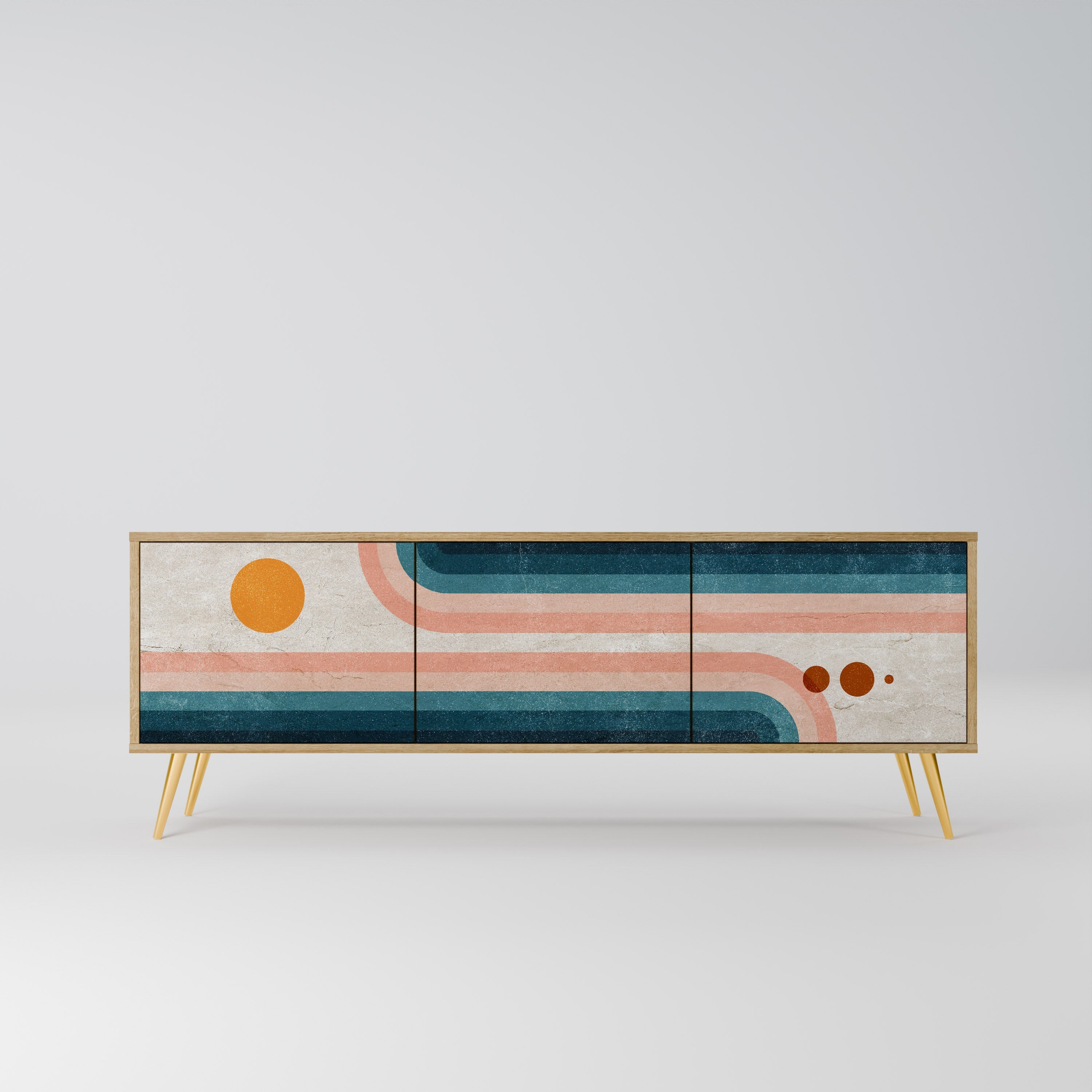 Meuble TV 3 portes TWO HALVES effet chêne