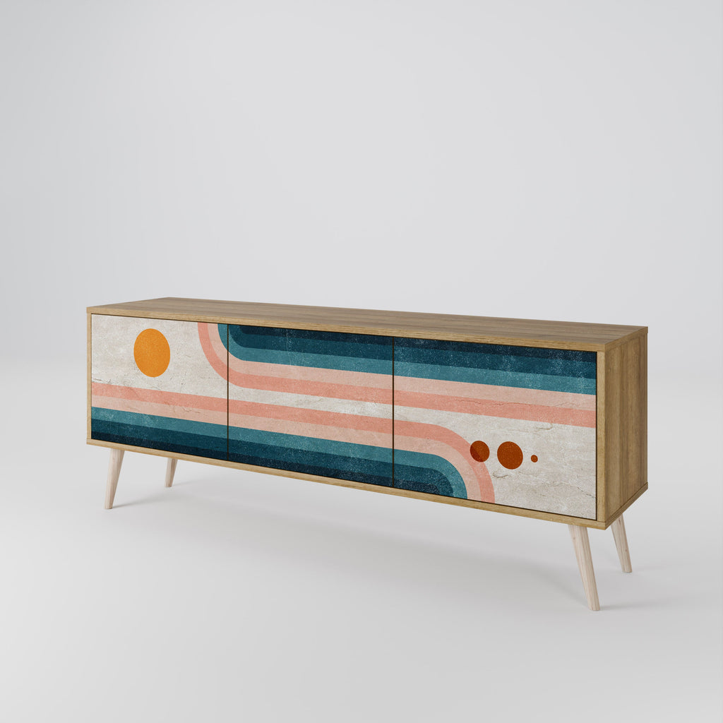 Meuble TV 3 portes TWO HALVES effet chêne