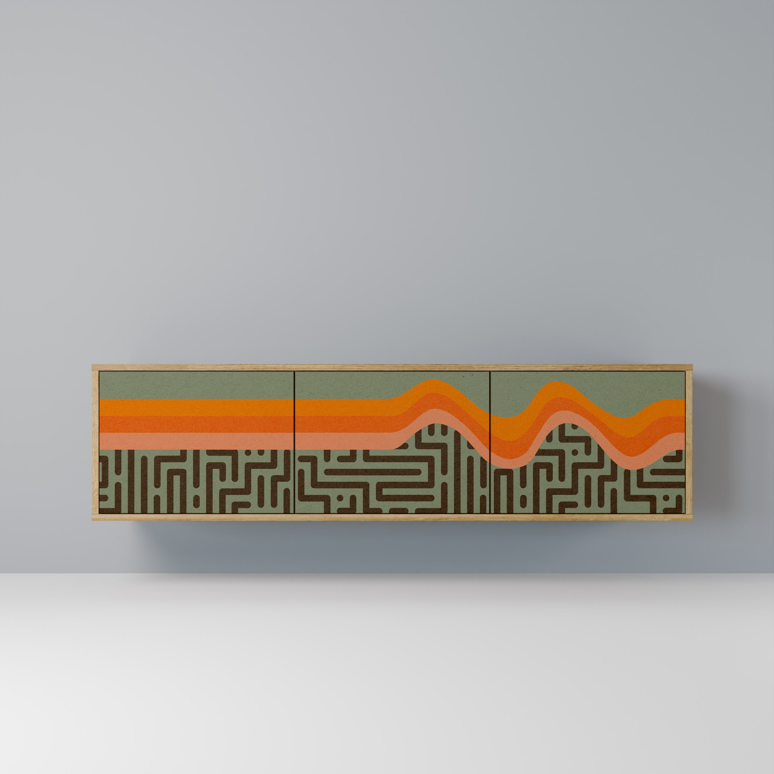 Meuble TV 3 portes SIMPLE SOLUTIONS effet chêne