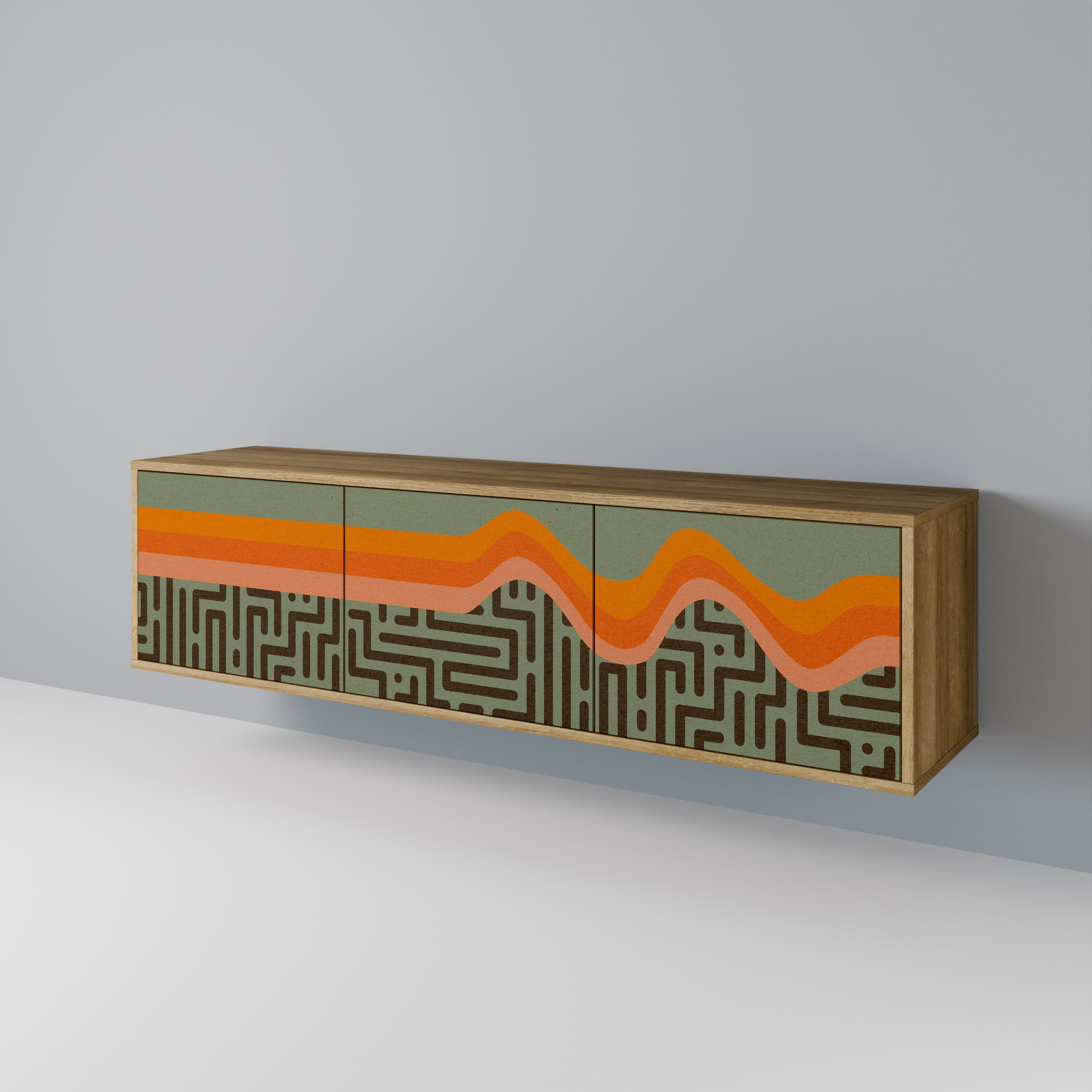 Meuble TV 3 portes SIMPLE SOLUTIONS effet chêne