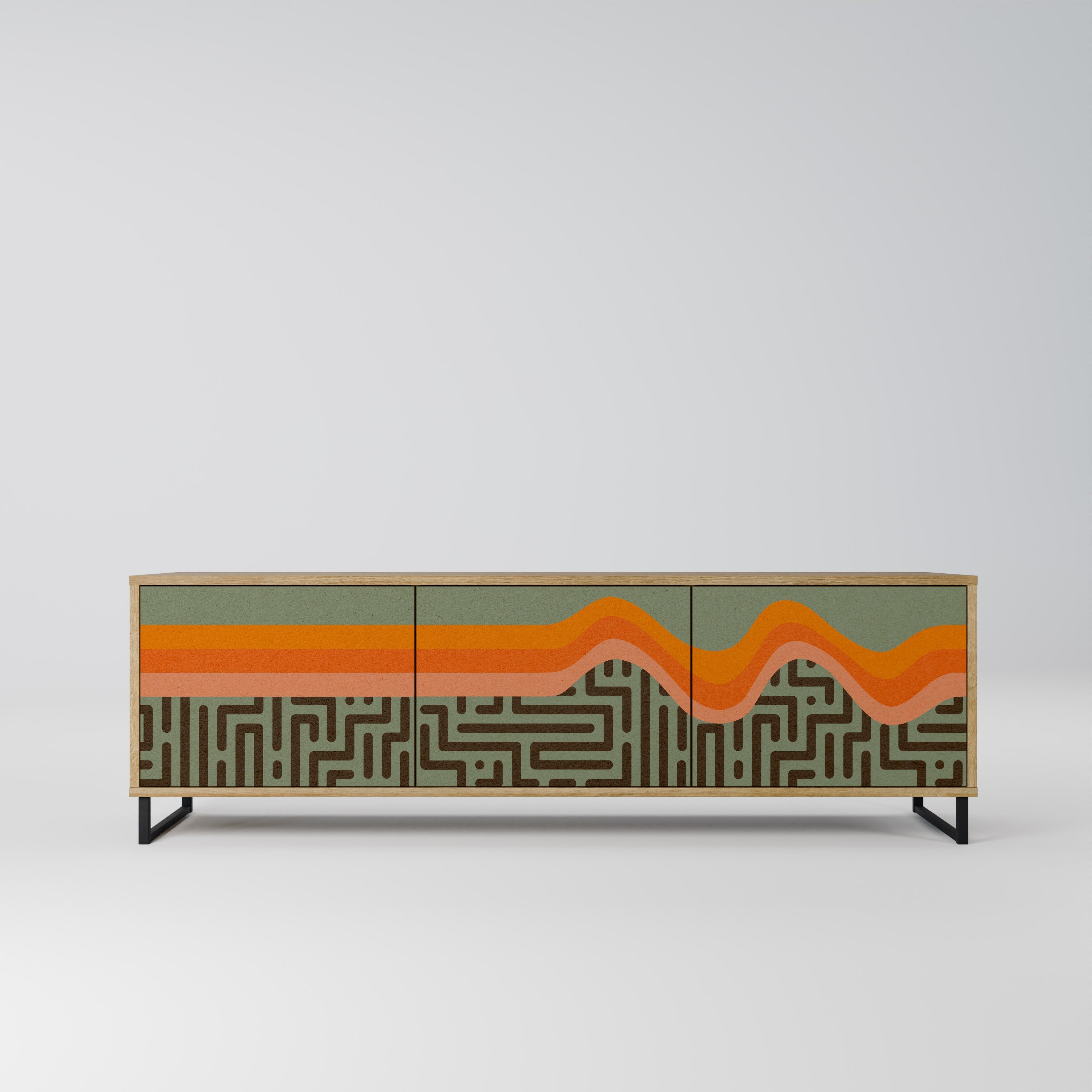 Meuble TV 3 portes SIMPLE SOLUTIONS effet chêne