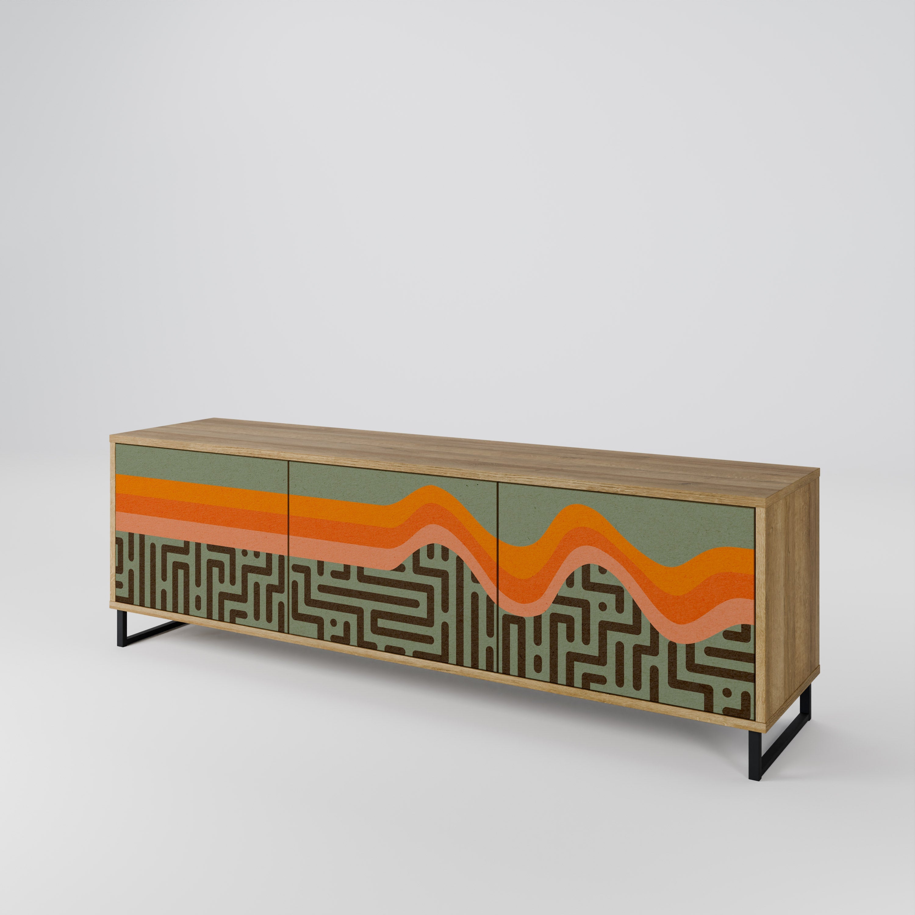 Meuble TV 3 portes SIMPLE SOLUTIONS effet chêne