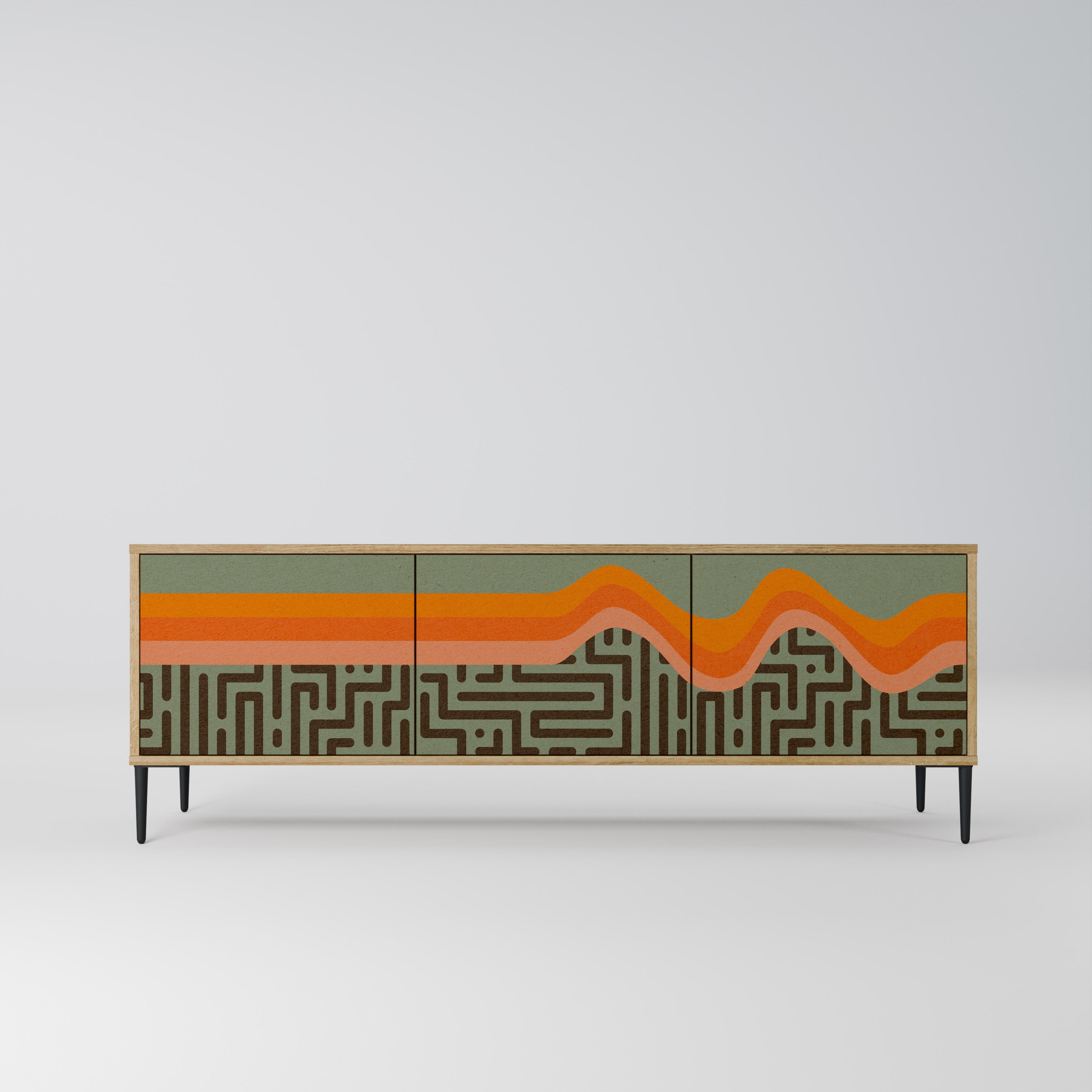 Meuble TV 3 portes SIMPLE SOLUTIONS effet chêne