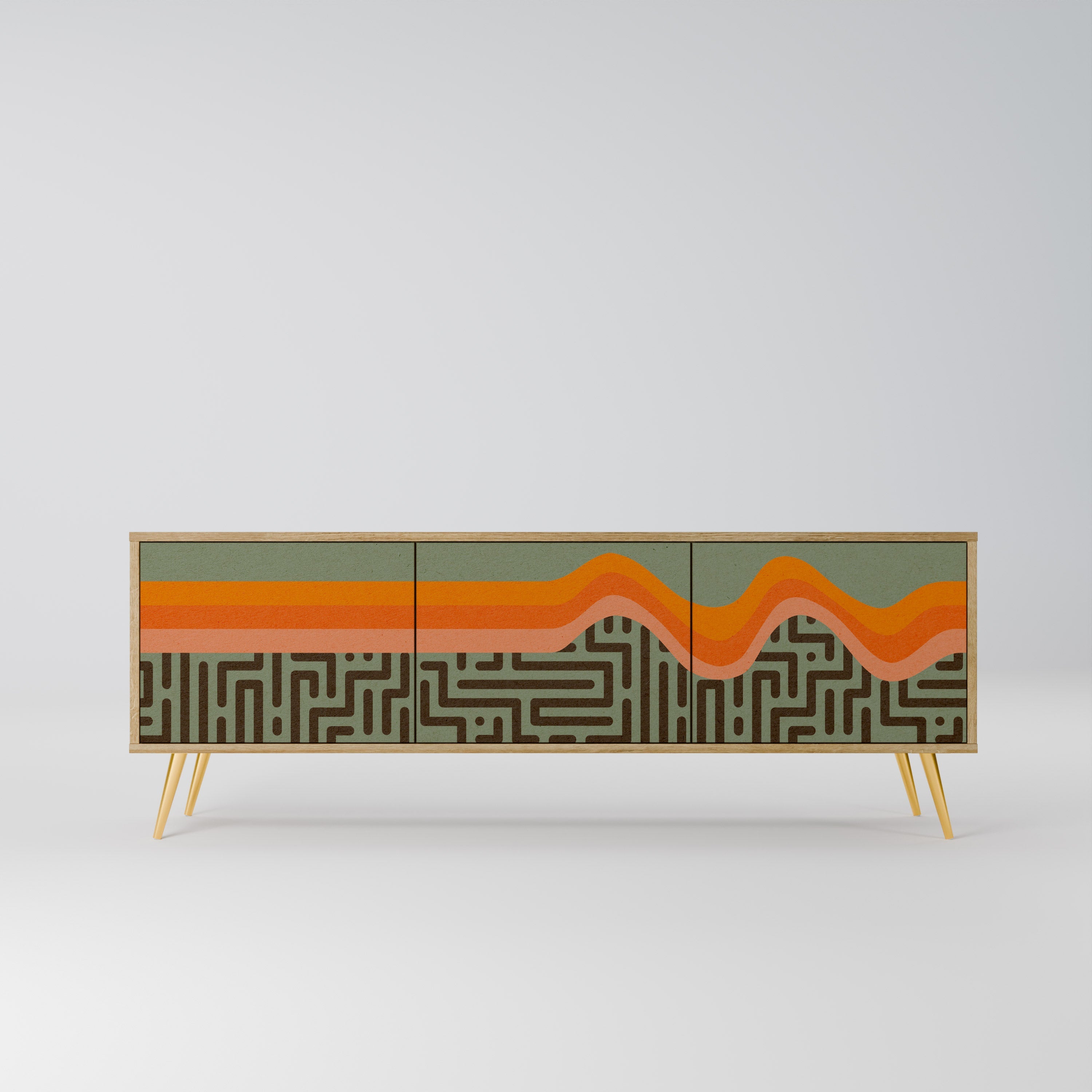 Meuble TV 3 portes SIMPLE SOLUTIONS effet chêne