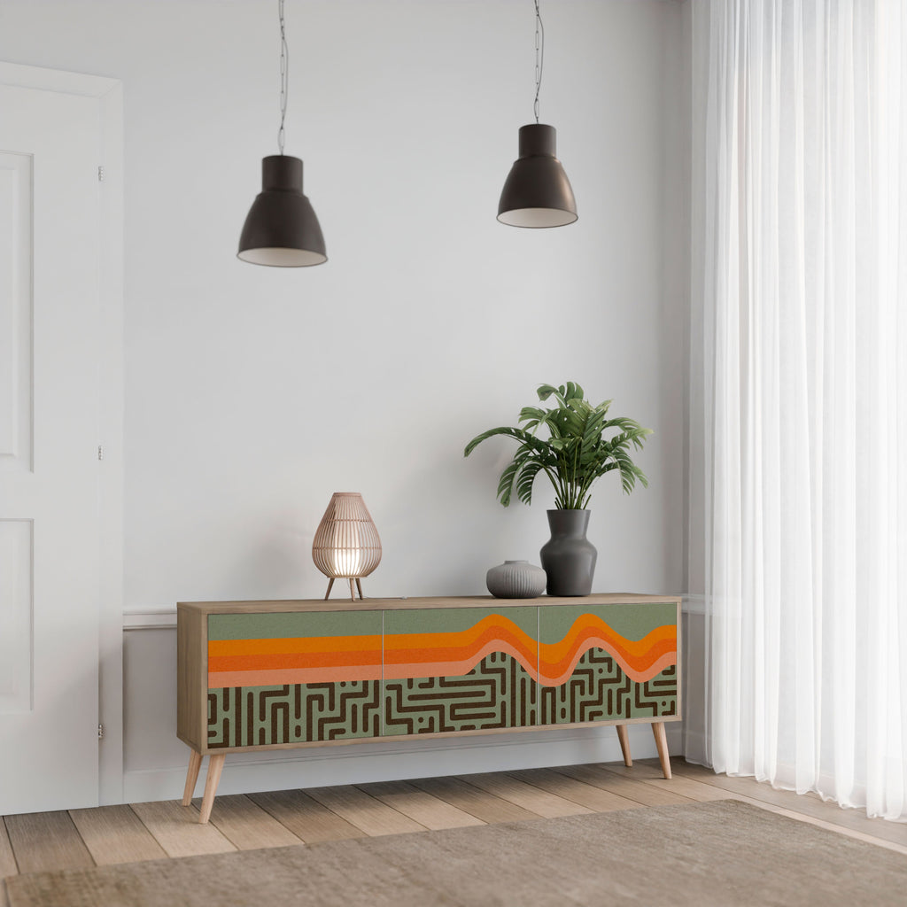 Meuble TV 3 portes SIMPLE SOLUTIONS effet chêne