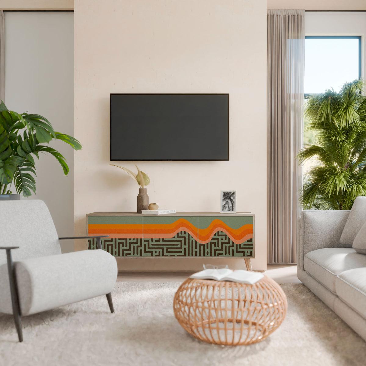 SIMPLE SOLUTIONS 3-Door TV Cabinet