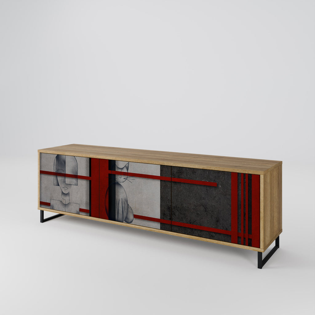 Meuble TV 3 portes GRAY FIGURES effet chêne