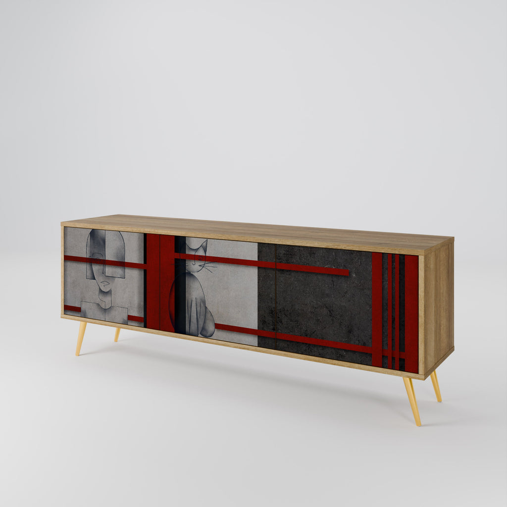 Meuble TV 3 portes GRAY FIGURES effet chêne