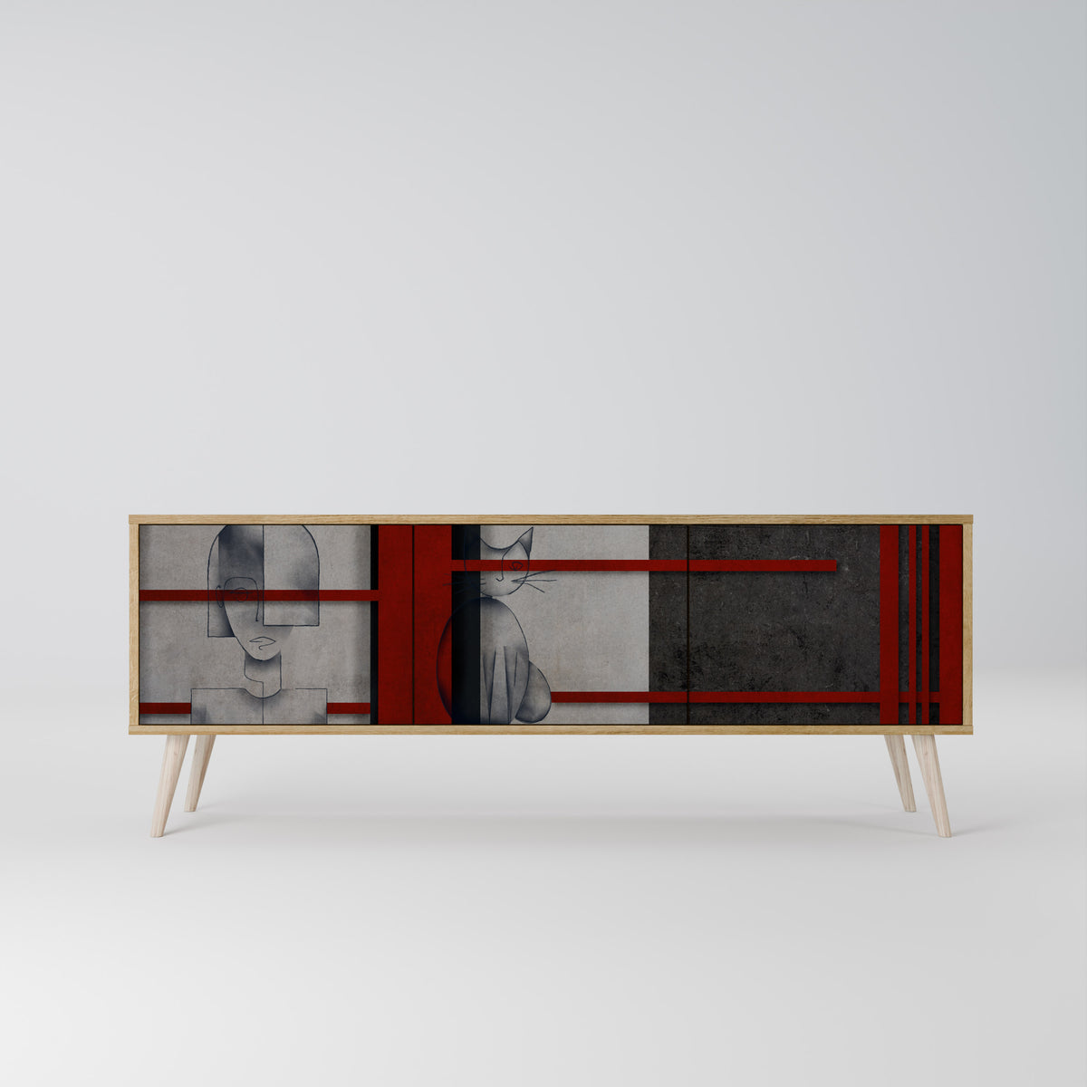 GRAY FIGURES 3-Door TV Cabinet