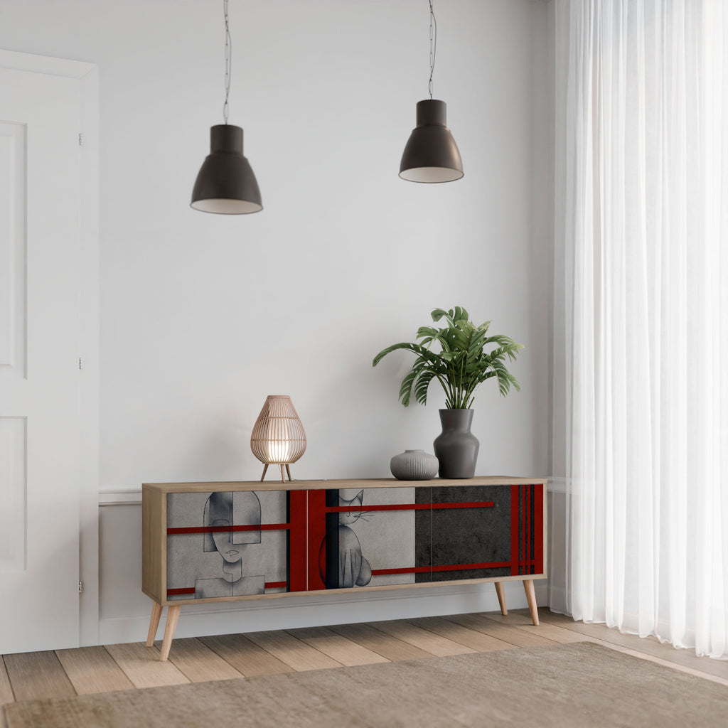 Meuble TV 3 portes GRAY FIGURES effet chêne