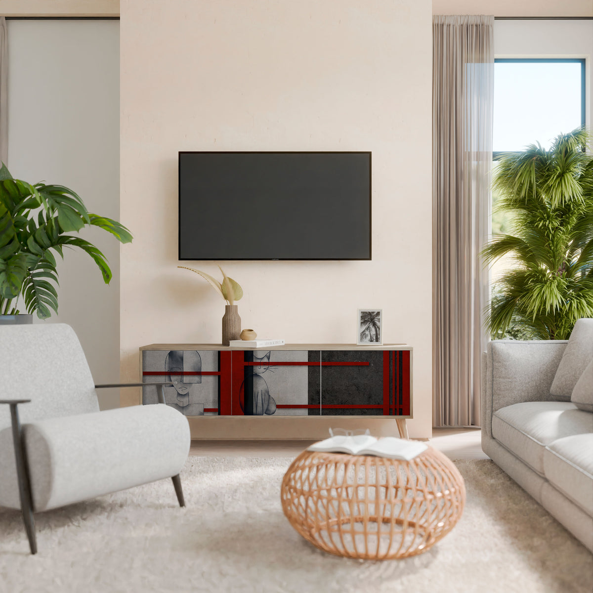 GRAY FIGURES 3-Door TV Cabinet