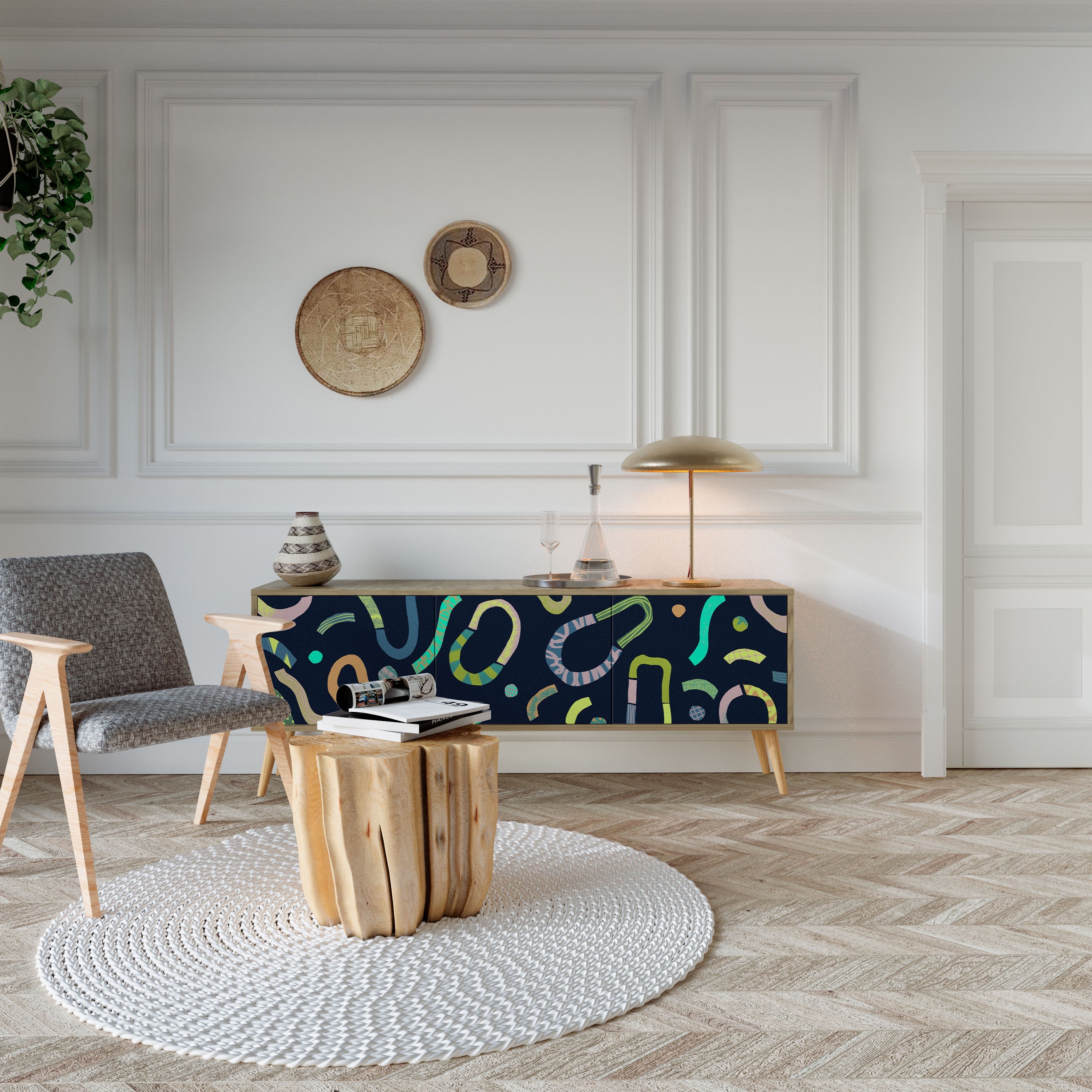 Meuble TV 3 portes CONTRAST DANCE effet chêne