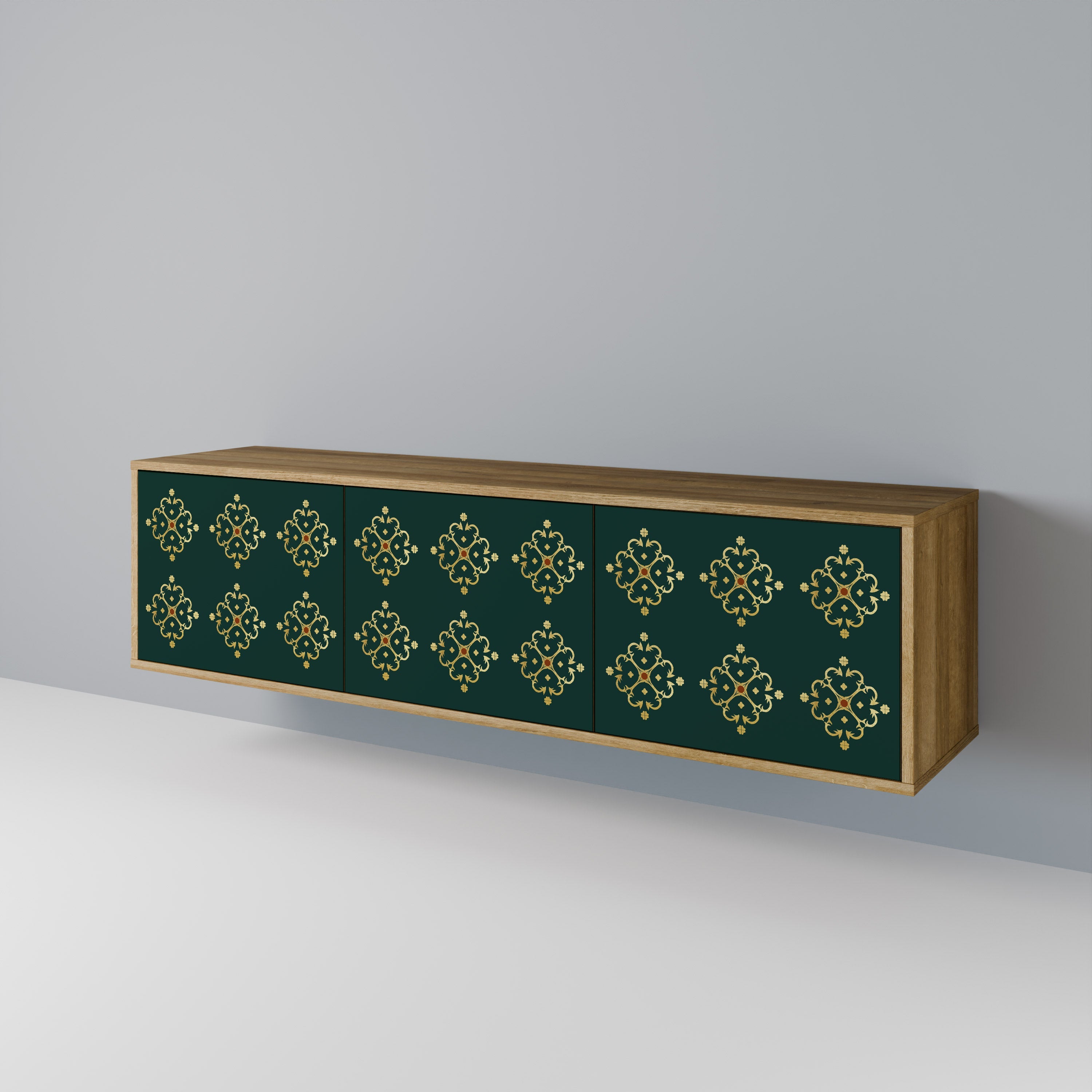 Meuble TV 3 portes ROYAL MEDALLION effet chêne