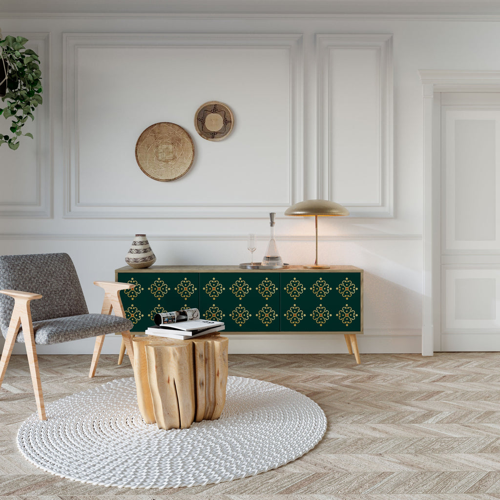 Meuble TV 3 portes ROYAL MEDALLION effet chêne