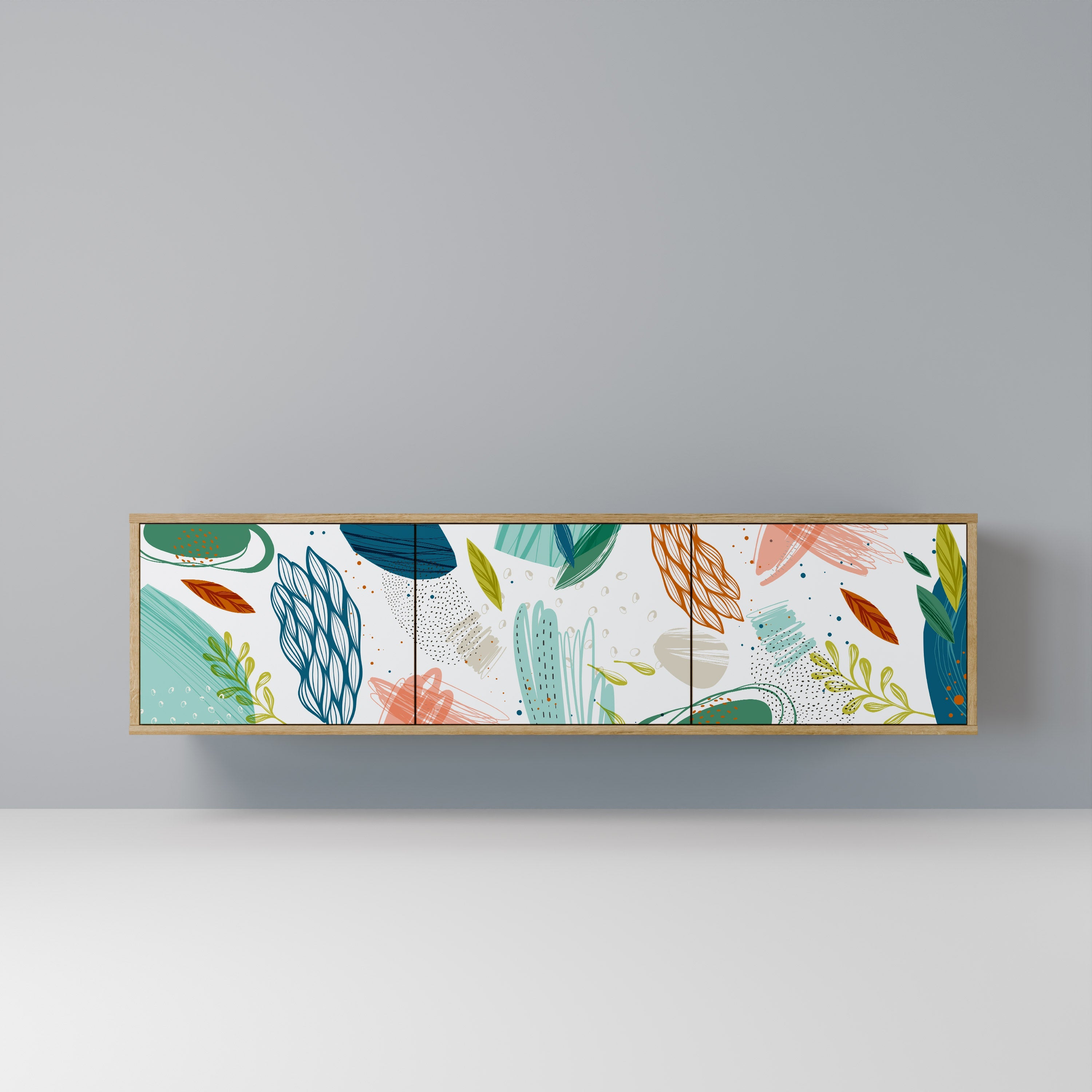 Meuble TV 3 portes BOTANICAL HURRICANE effet chêne