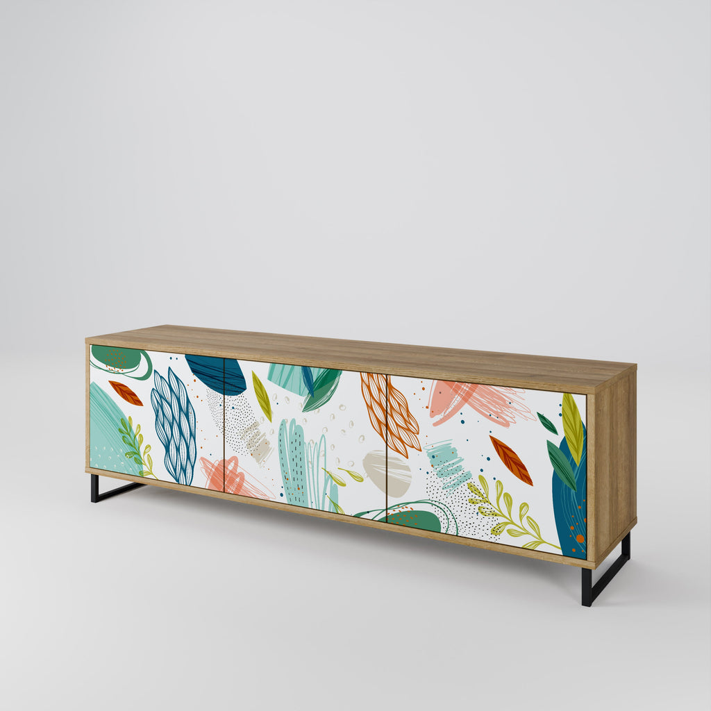 Meuble TV 3 portes BOTANICAL HURRICANE effet chêne