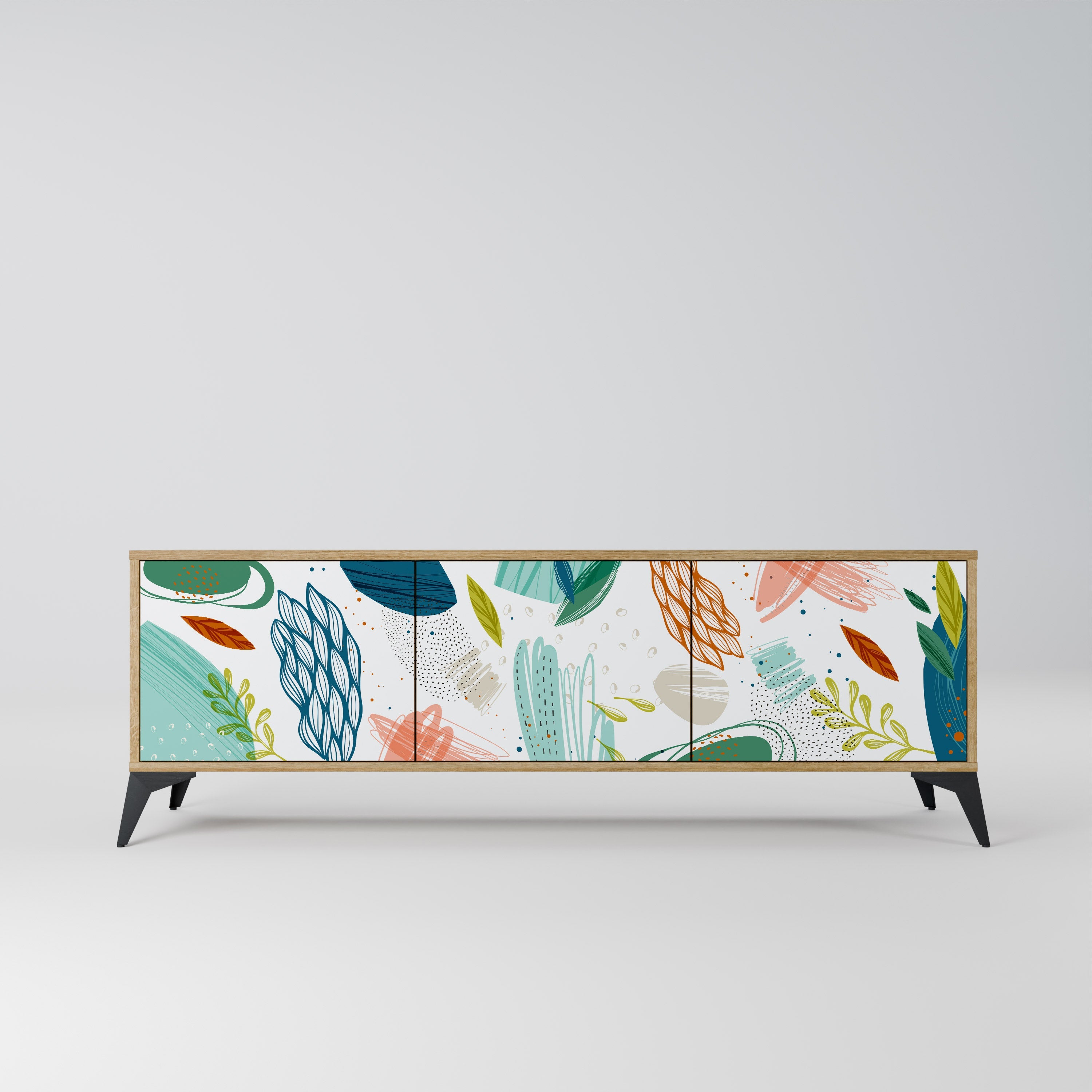 Meuble TV 3 portes BOTANICAL HURRICANE effet chêne