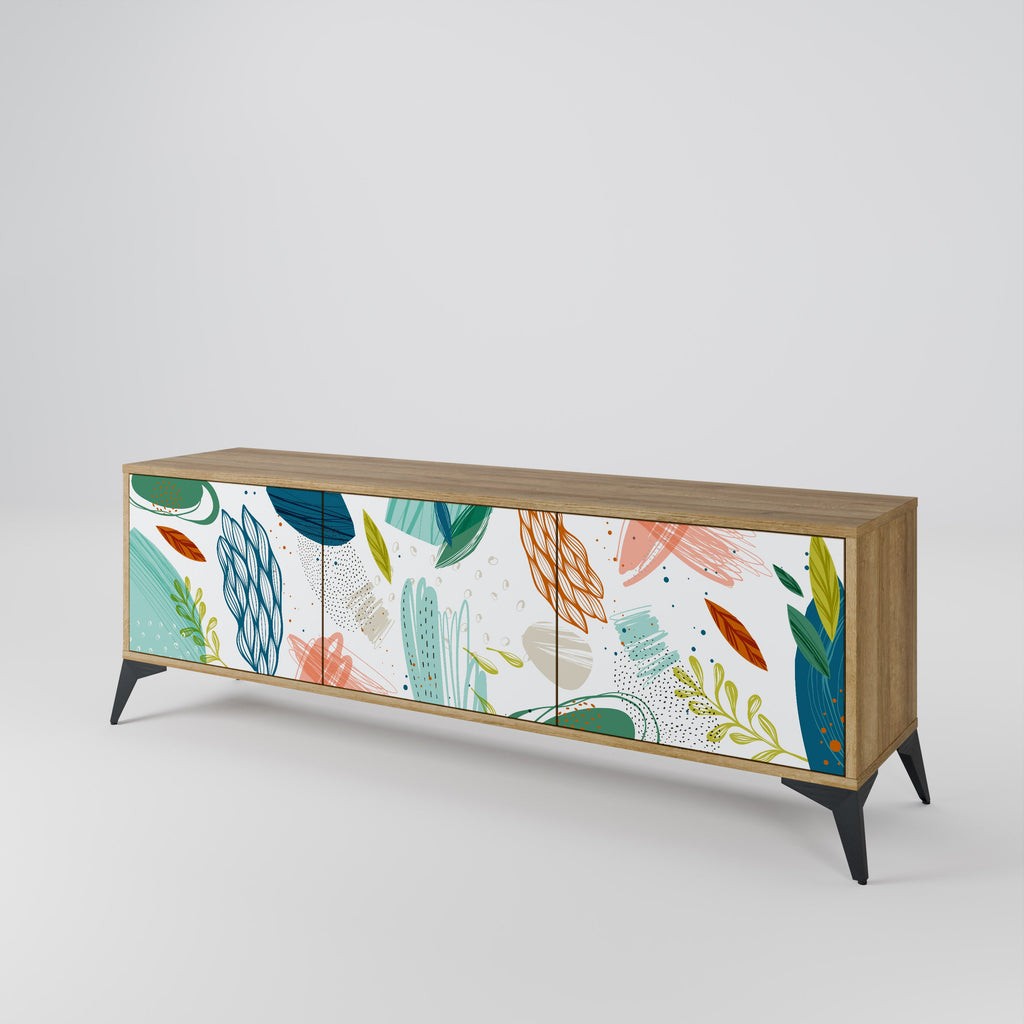 Meuble TV 3 portes BOTANICAL HURRICANE effet chêne