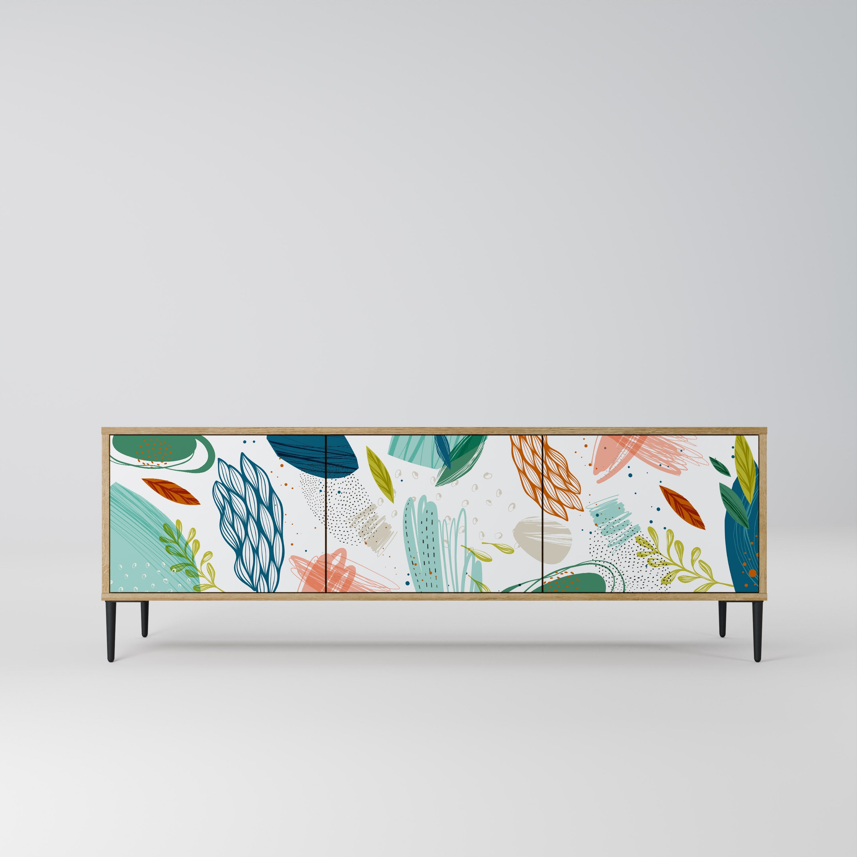 Meuble TV 3 portes BOTANICAL HURRICANE effet chêne